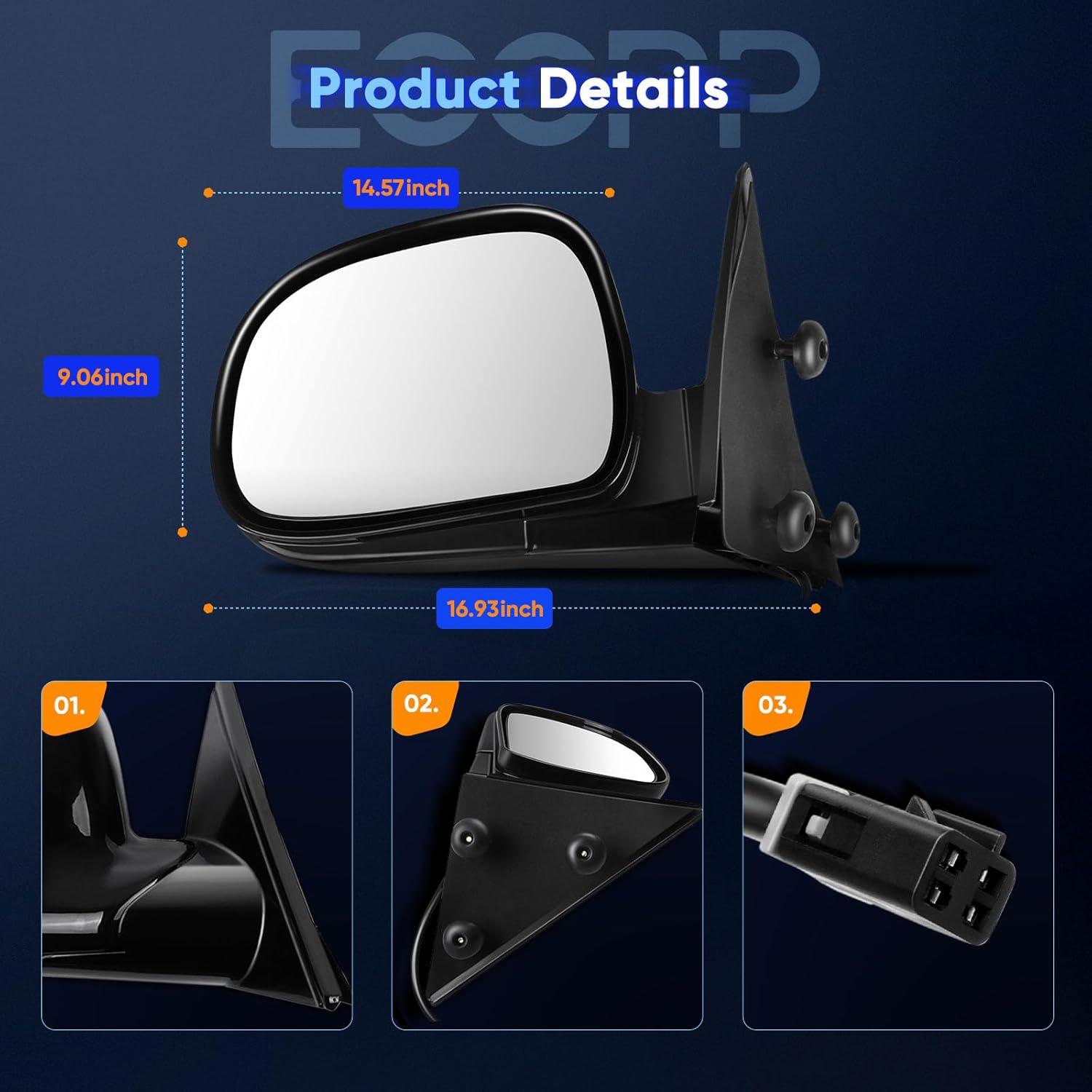 ECCPP Manual Fold Power Adjustment Side Mirrors For Chevy Blazer S10/ For GMC Jimmy S-15 (1994-1997) Left & Right Pair