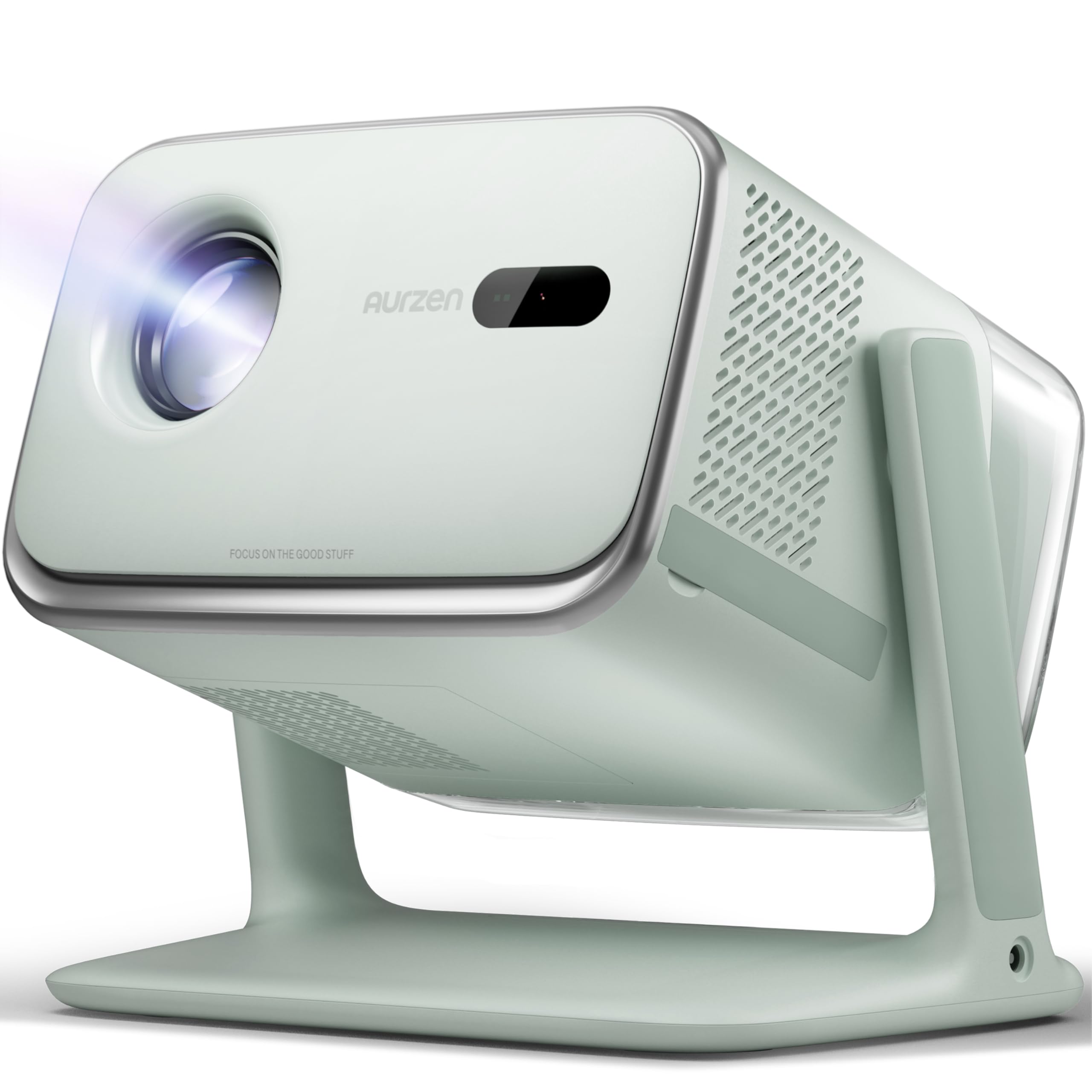 AurzenBoom 4-in-1 Mini Video Projector with Google TV, Support 4K, Home Cinema & Outdoor Projector, 20W Dolby Audio, 500 ANSI, ToF Autofocus & Cleavage Correction, WiFi/Bluetooth (Green)