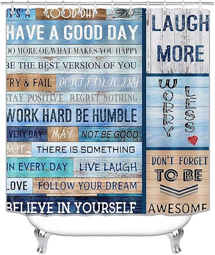 Miniatura 10 de JAYDEN MADGE MAKE YOUR HOME SWEETER JM-HT004 - Juego de 4 cortinas de ducha con diseño de mariposa azul citas inspiradoras decoración de tablero de