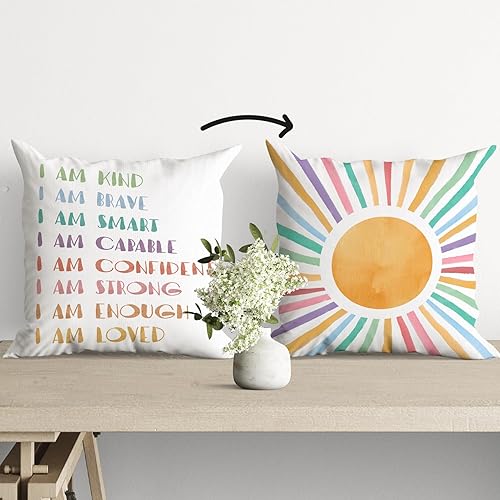 Miniatura 2 de Fundas de almohada bohemias, decoración bohemia para aula, fundas de almohada decorativas reversibles para niños de 18 x 18 pulgadas, fundas de