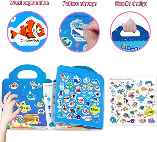 Miniatura 10 de Libro de calcomanías reutilizables para niños de 2 a 4 años, calcomanías de hadas, juguetes educativos de aprendizaje, calcomanías de viaje, libros