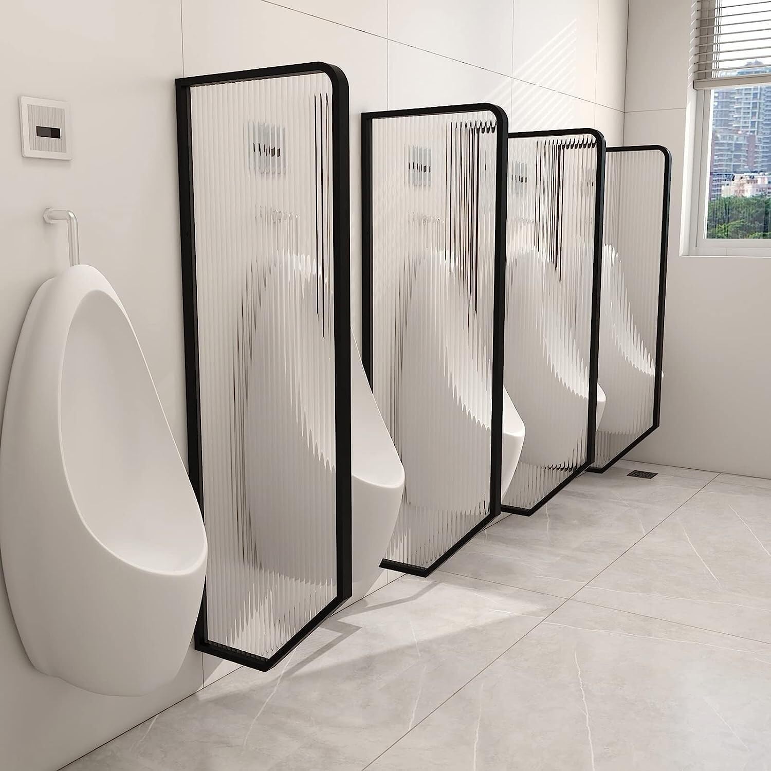 AYCDL Urinal Screen Toilet Partition, Urinal Partition Urinal Privacy Screen Wall Mounted Urinal Baffle, Public Toilet Stainless Steel Baffle,Black-Partition*4