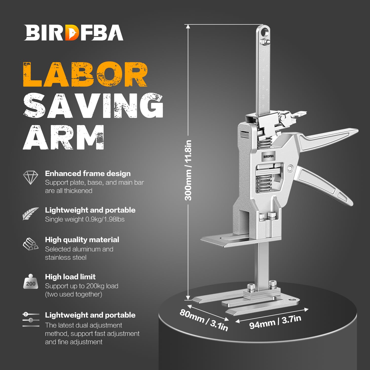 2PCS Drywall Lift, Furniture Jack, Labor Saving Arm with Two Drop Modes, Wall Tile Locator, Multi-Function Height Adjustment Lifting Device, Door Panel Lifting Cabinet Jack Board Lifter