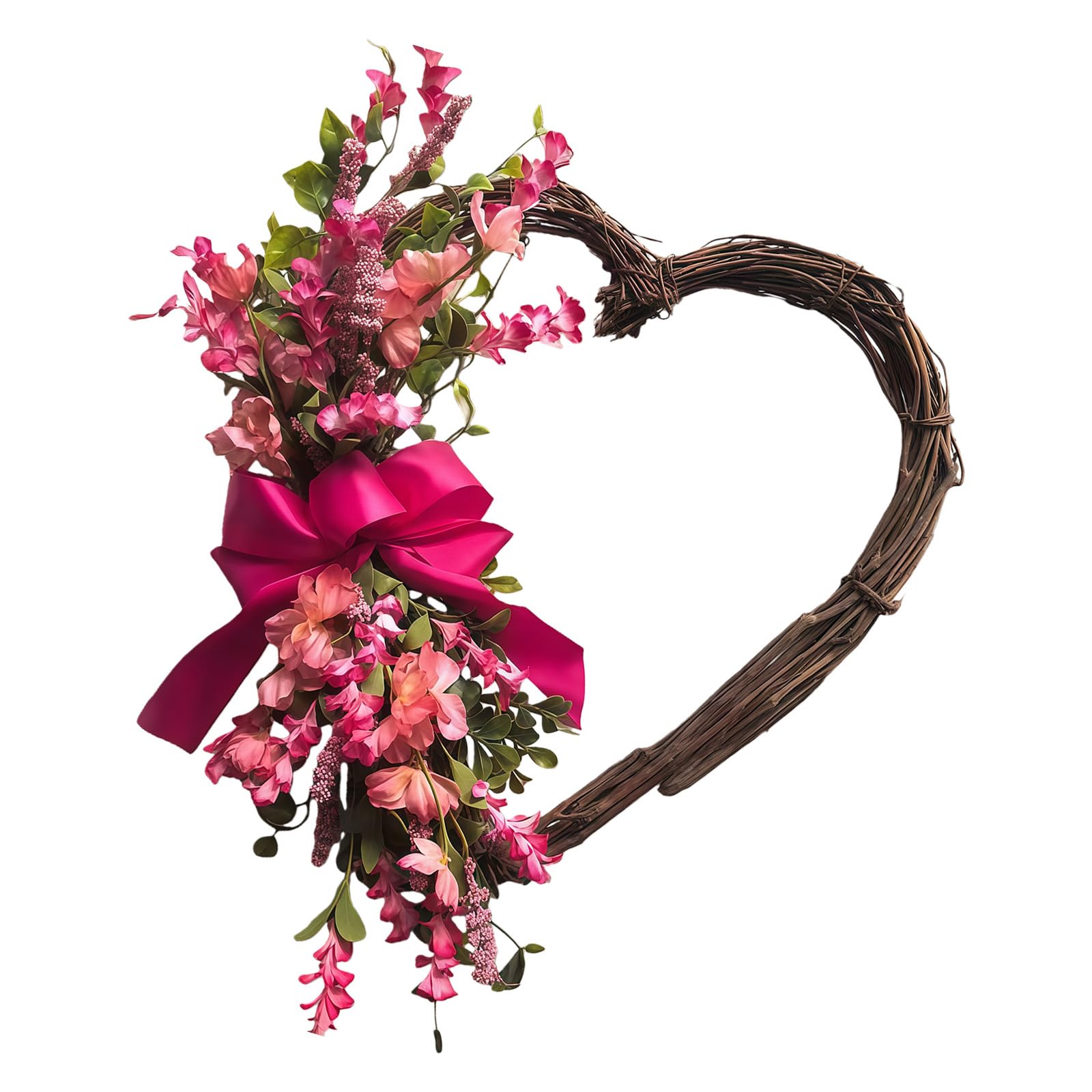 Tfaoys A Valentine ' S Heart Wreath Rtificial Rose Flower Wreath Spring Festival Decoration For Front Door Window Wedding Parties