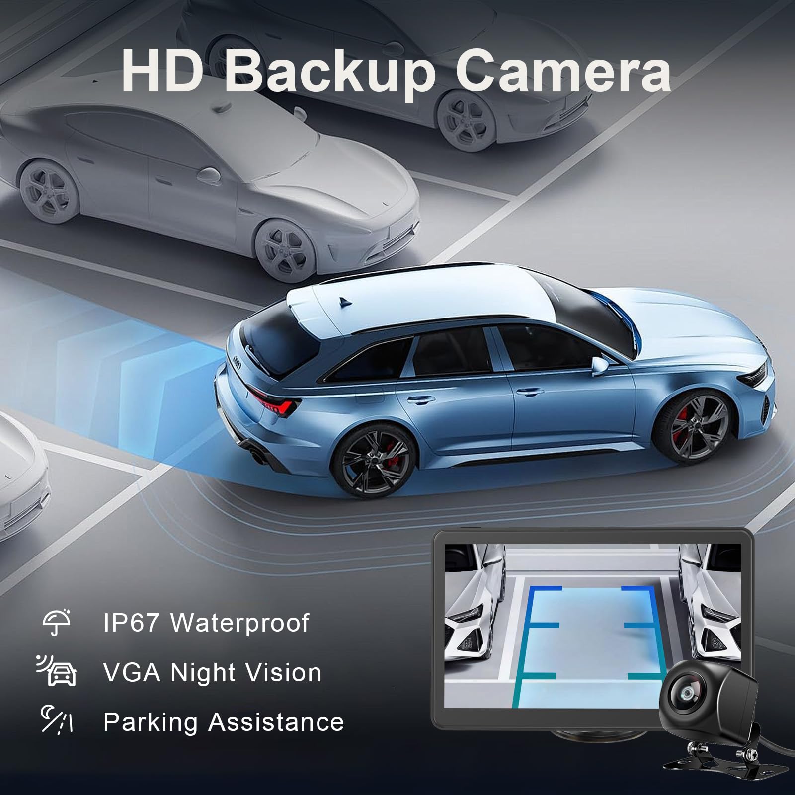 7" Portable Apple Car Play Screen for Vehicle, Wireless Android Auto & Apple Carplay Screen for Car with Backup Camera, Bluetooth, GPS Navigation, Voice Control, Mirror Link, FM, AUX - 2