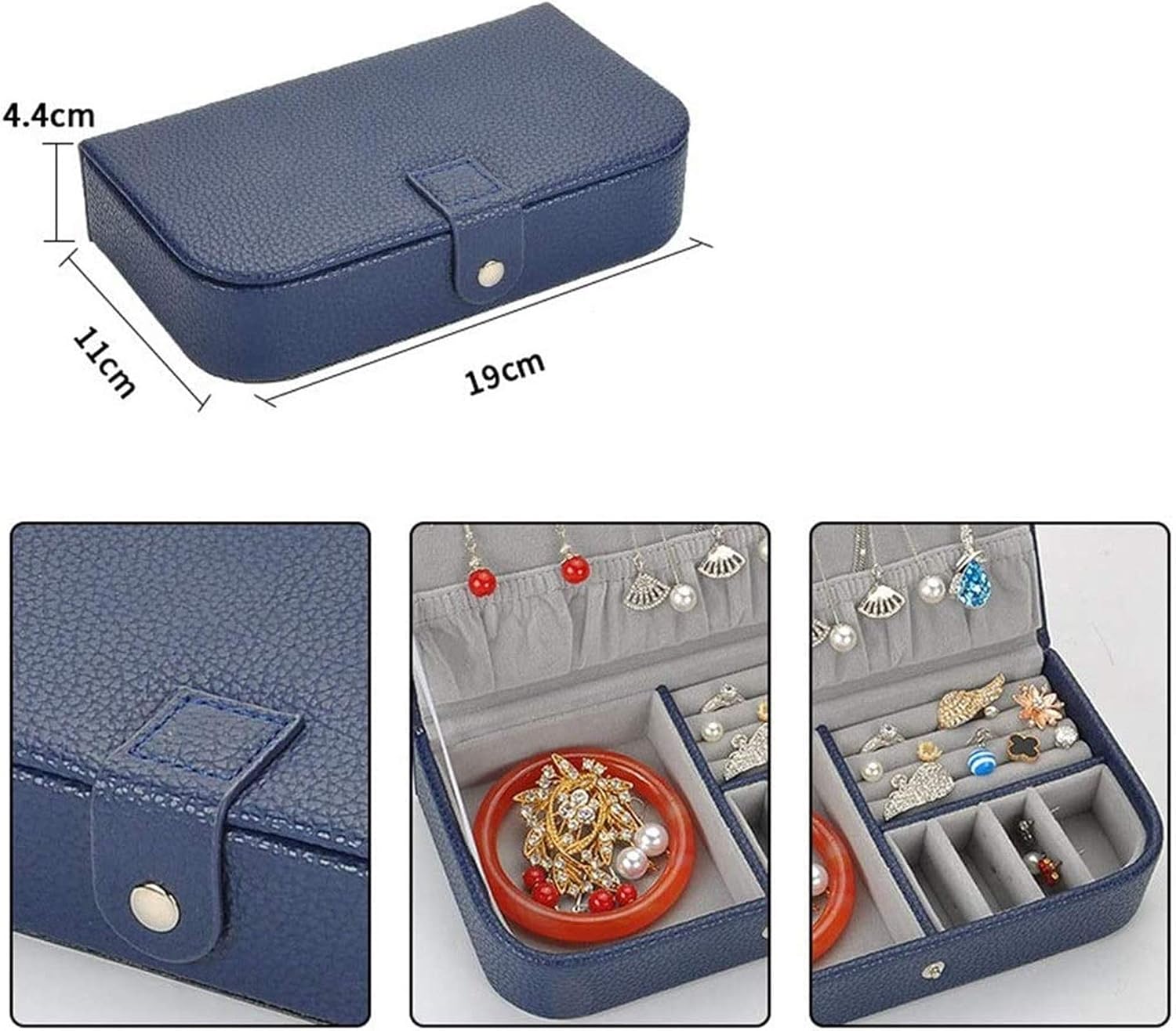Jewelry Storage Box Jewelry Box Organizer Showcase Lock Locker Exquisite Leather Jewelry Box Handmade Travel Storage Box Rack Safe and Strong/Red image 3