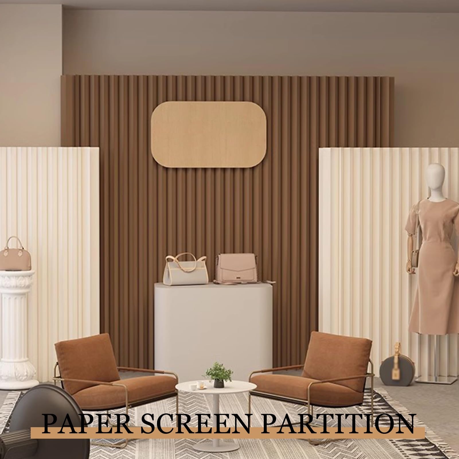 Biombo Separador Separador retráctil Plegable de Papel, mampara privada Independiente para Oficina y Estudio doméstico(5x2.8 m/16.4x9.19 ft)
