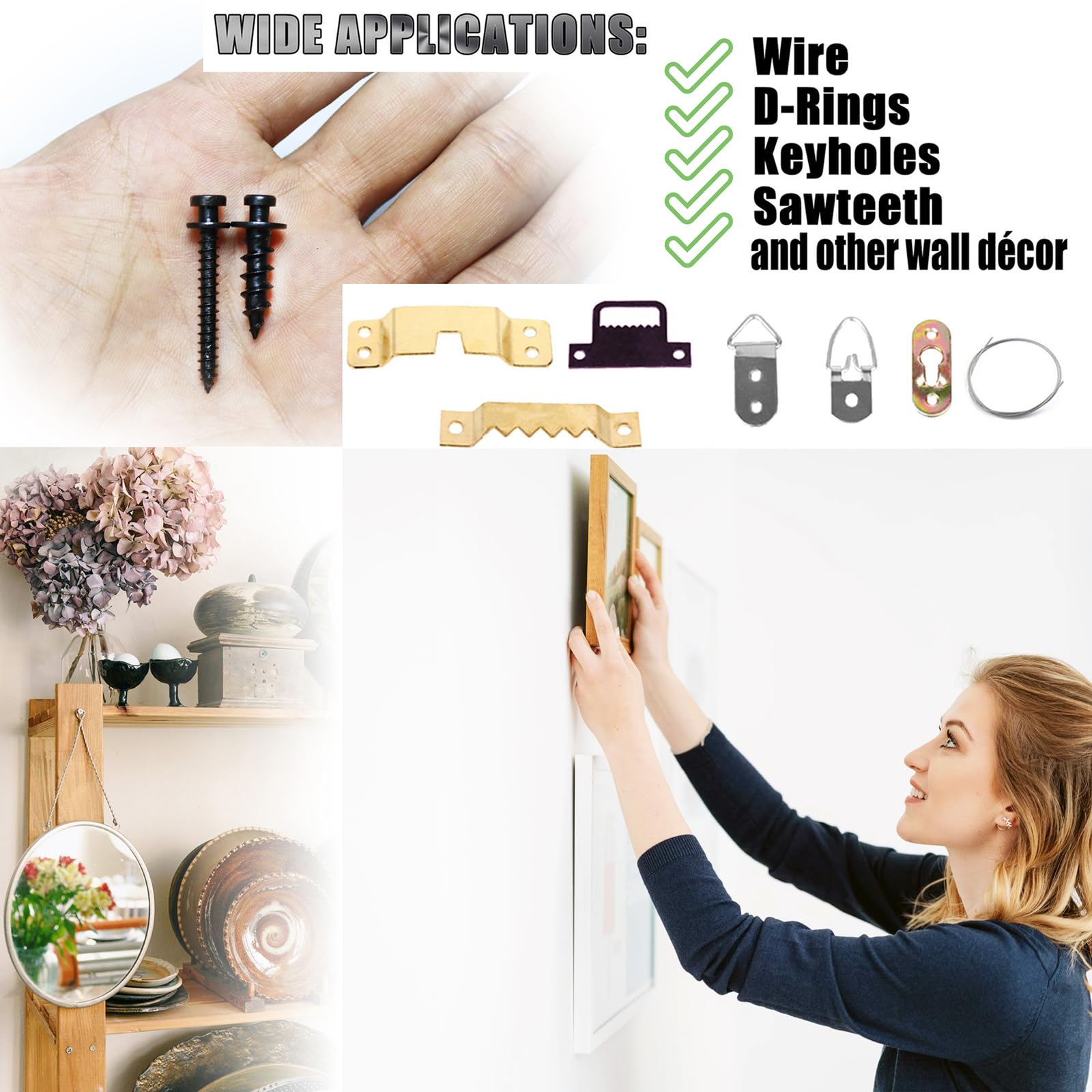 laffeya Bear Claw Picture Hanging Screws, for Picture Frames & Clock & Mirror with frame & Various Wall Decor - Image 3