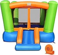 Vista 9 de Costzon Casa inflable de rebote para niños pequeños para fiestas en interiores y exteriores, diversión familiar con tobogán, tela Oxford, mini casa