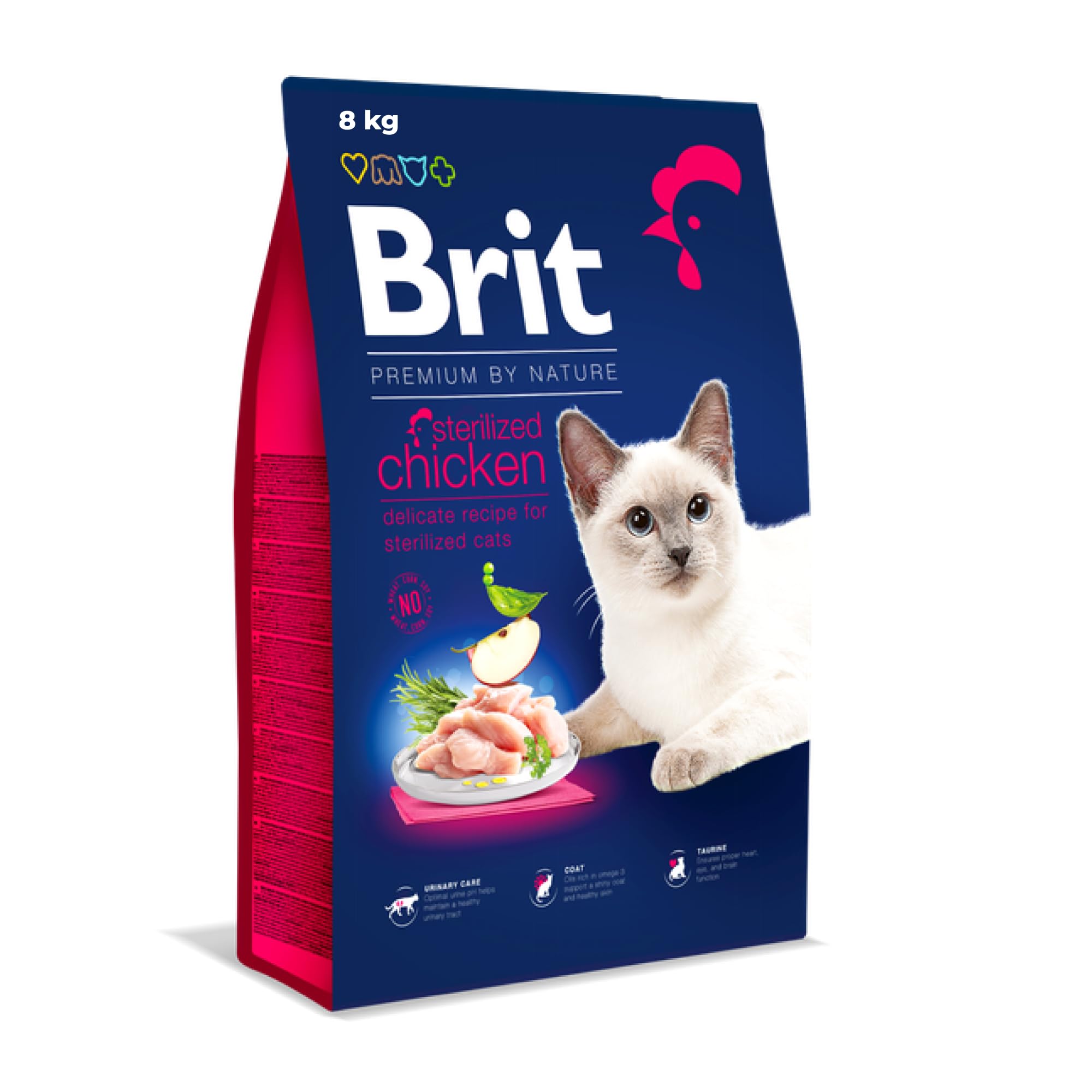 Brit Premium by Nature Trockenfutter für sterilisierte Katzen, Geschmacksrichtung Huhn, 8 kg