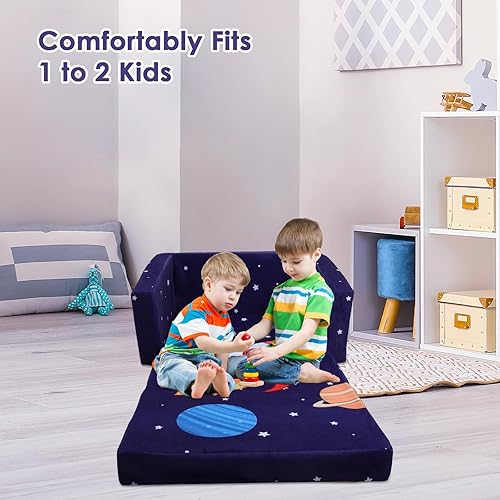 Miniatura 5 de decalsweet Sofás plegables para niños, sofá convertible 2 en 1 para niños, sofá convertible para tumbona, abatible, sofá cama para niños pequeños