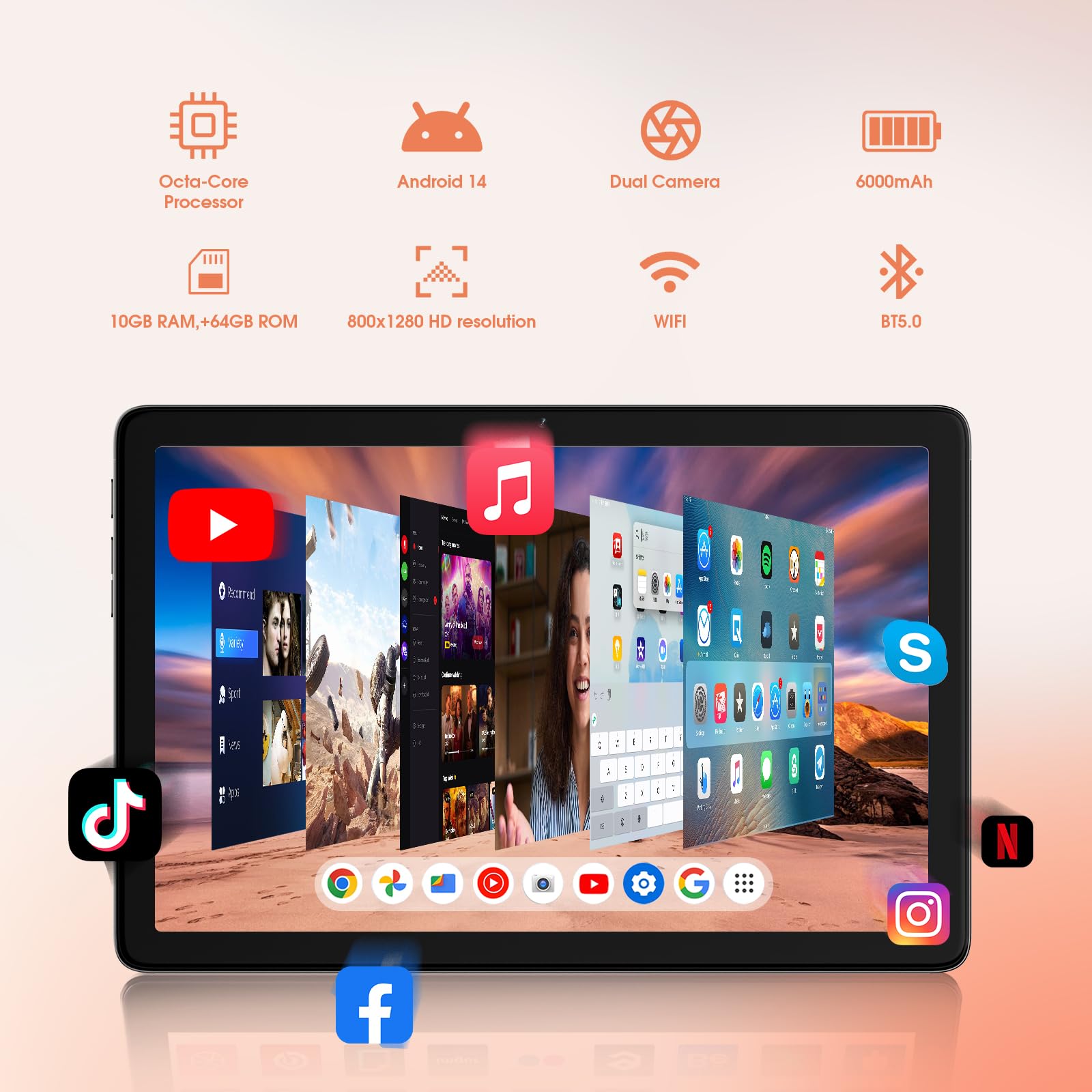 Amazon.com : DigiLand 10.1-inch Android 14 Tablet, 10GB RAM 64GB+