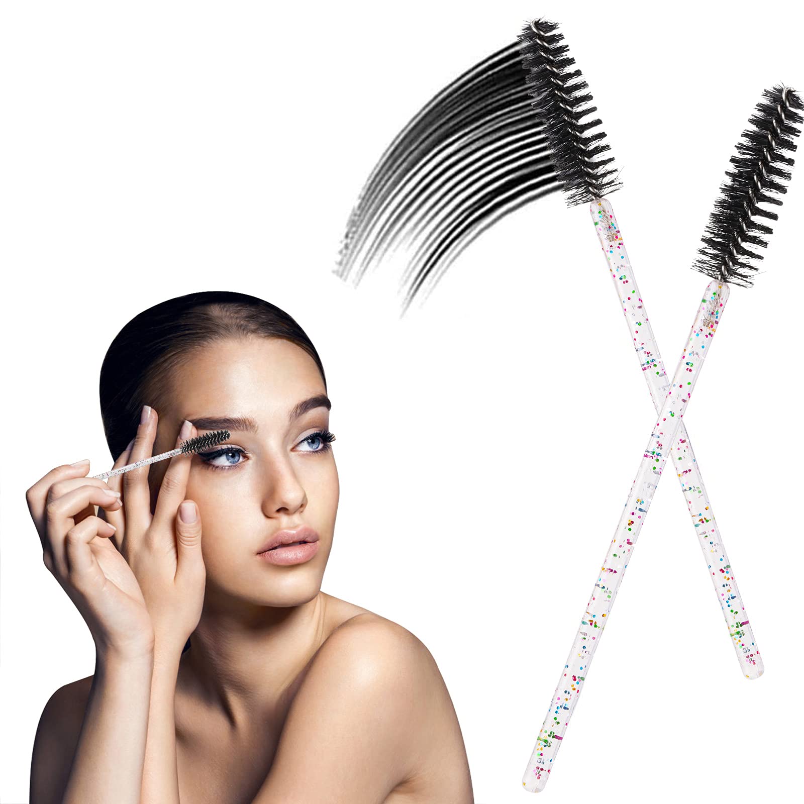 BTYMS 100 cepillos desechables para máscara de pestañas, aplicadores de maquillaje, cepillo para extensiones de pestañas, color negro
