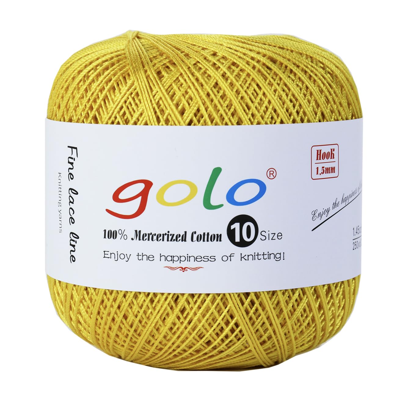 golo Crochet Thread Size10 Yarn for Hand Knitting Crochet Yarn Bright Yellow 273