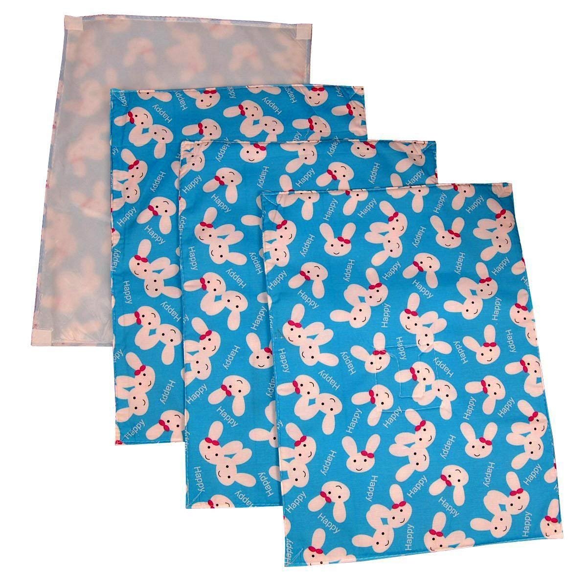 Goodluck Babys Plastic and Cotton Foam Cushioned Waterproof Changing mat (Sky Blue) - Pack of 3+1, Single (GD051)