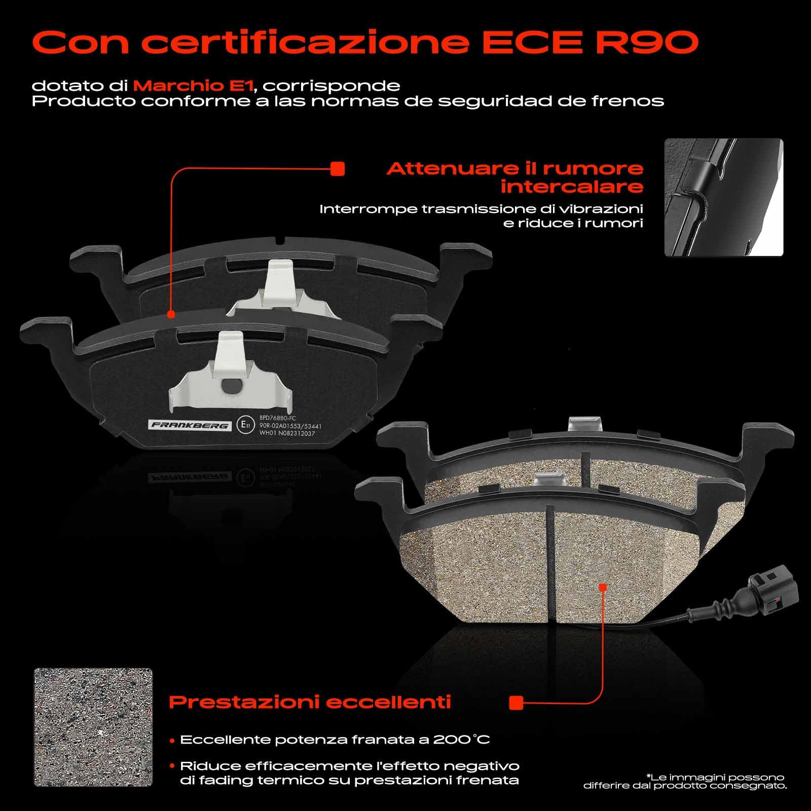 Frankberg Set freni incl. 2x Dischi Freno + 4x Pastiglie dei Freni Anteriore Compatibile con UP! 121 122 123 BL1 BL2 BL3 Citigo NF1 Mii KE1 KF1 Replace# 1S0615301L,1S0615301J