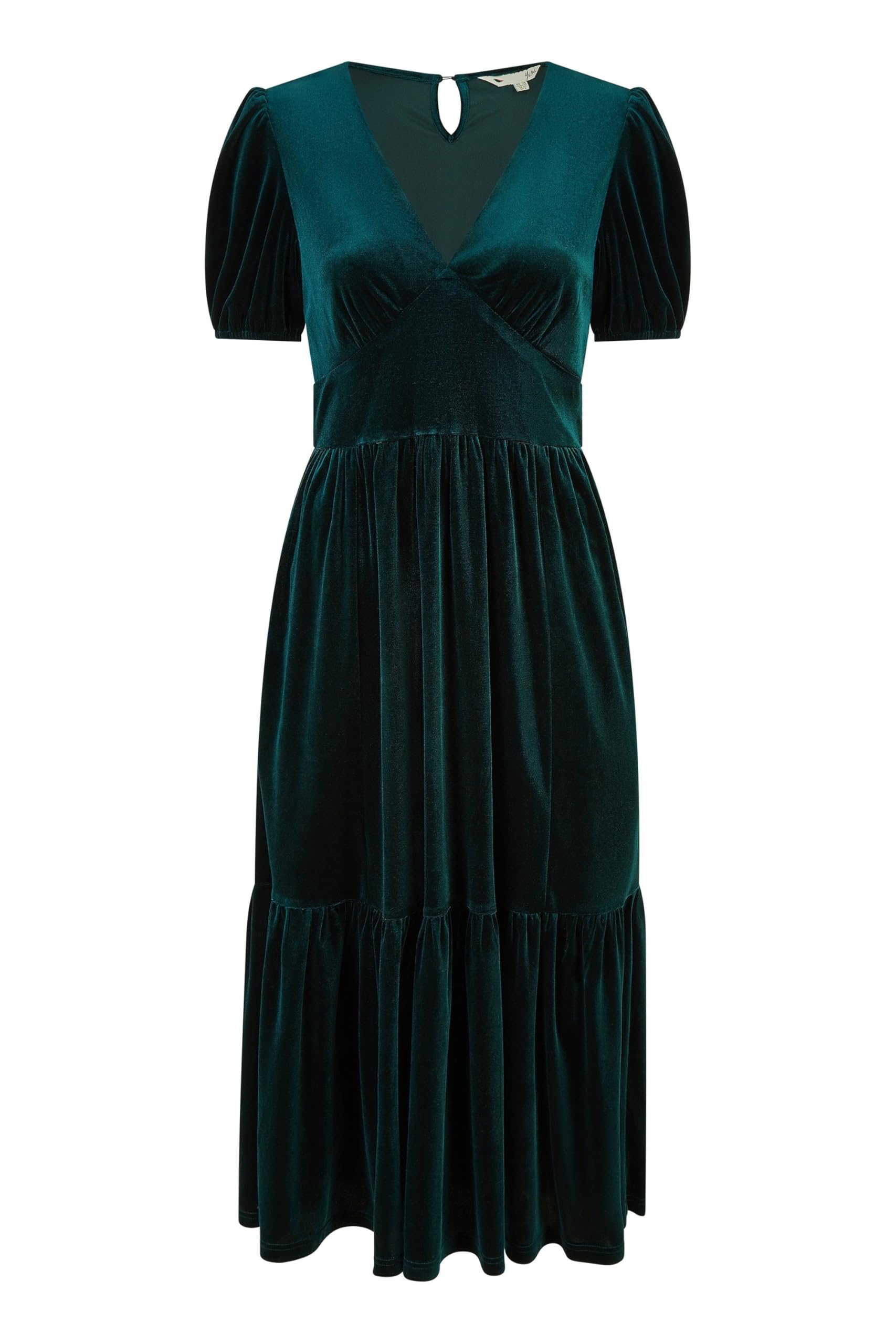 Yumi Women's Green Velvet Midi Dress Size 12