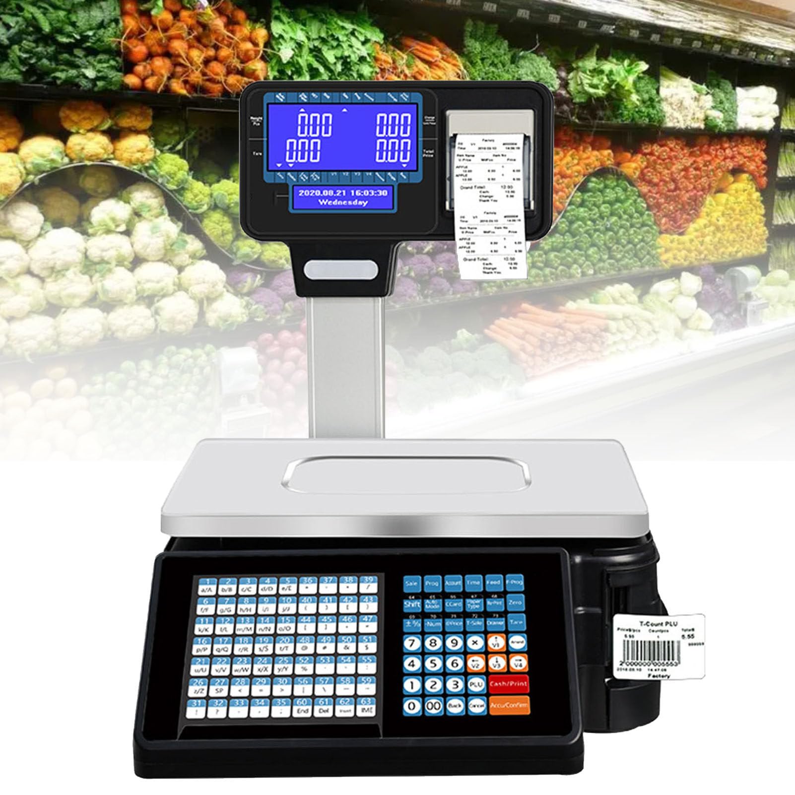 LYDZUSDP Digital Price Label Printing Scale,Electronics Barcode Scale for Supermarket Convenience Store,Double-Sided LCD Display,Digital Price Computing Scale