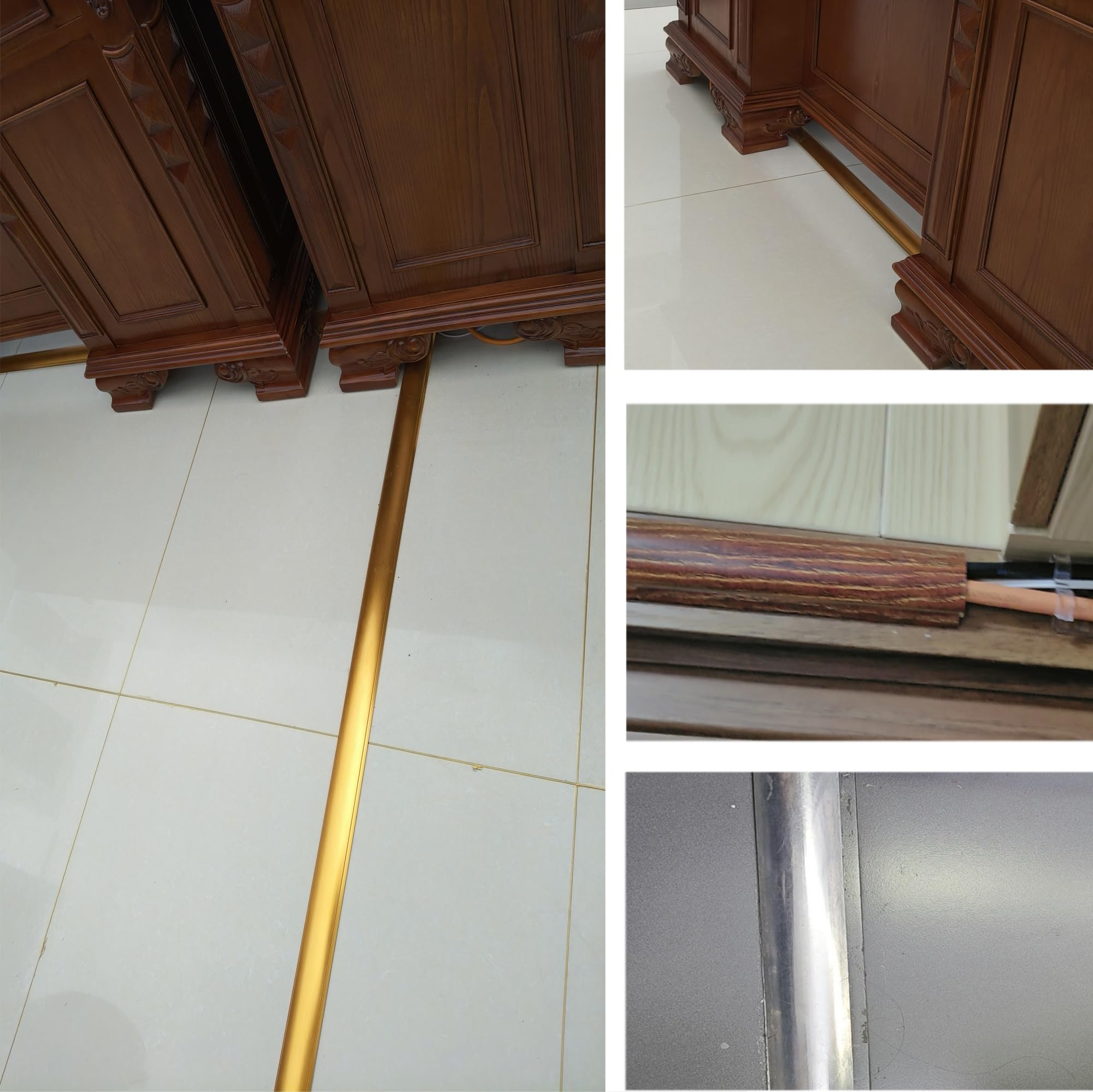 calpestabile passacavi Copertura Da Pavimento In Lega Di Alluminio Da 50, 100, 150 E 180 Cm Di Lunghezza, Scanalatura Parete Supporto Adesivo, 1, 2, 4 Pezzi(B-1 pc,L W H 120cm x 30mm x 10mm)