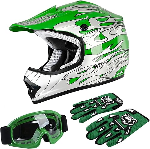 TCT-MOTORPARTS - Casco de motocross (BMX MX), cara completa para niños y jóvenes, carreras en moto todoterreno, de carretera, cuatrimoto (ATV),