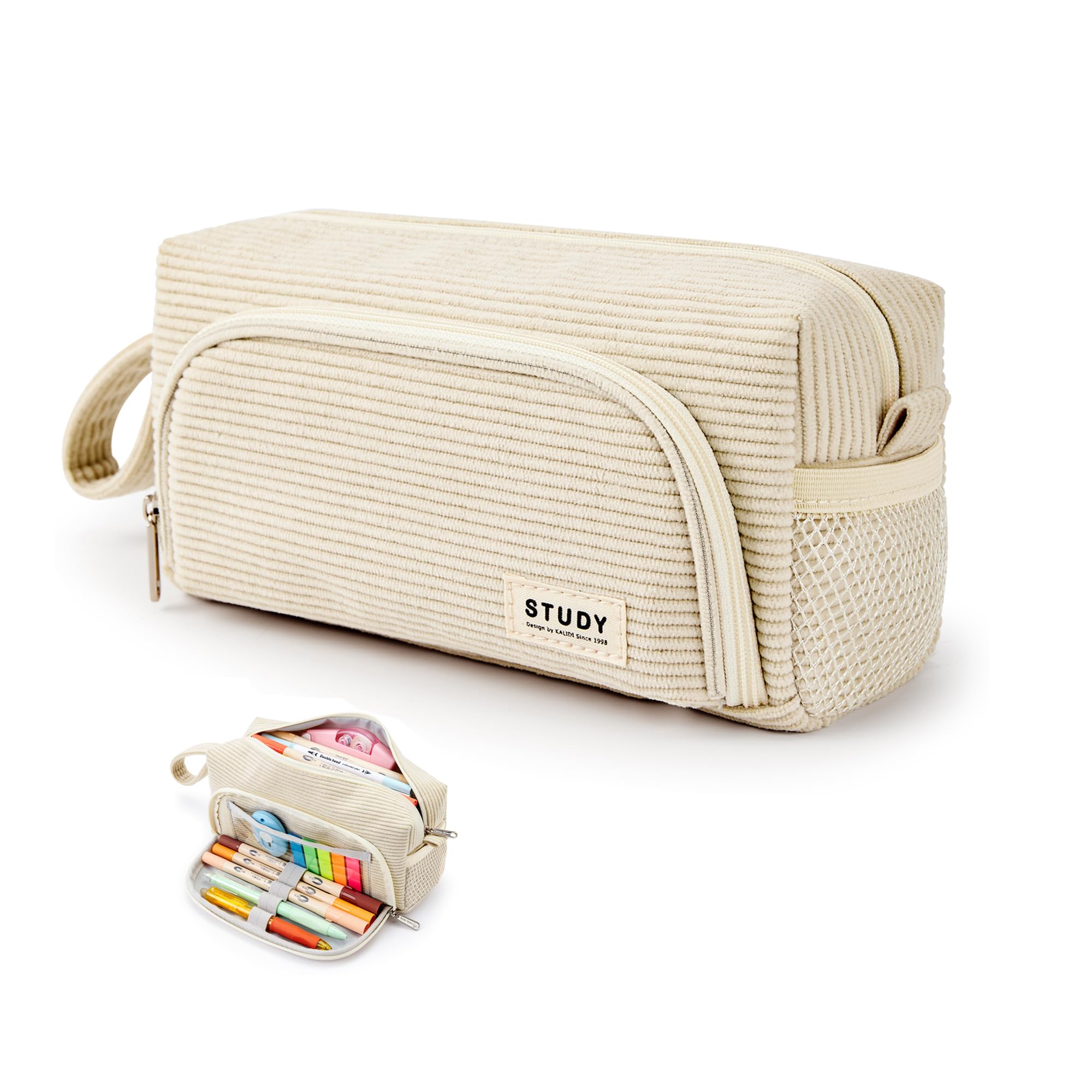 KALIDI Federmäppchen Cord-Stoff Pencil case Mäppchen mit grossem Fassungsvermögen Schreibwarenbeutel Bleistift Beutel für Middle School College Office Studentin Mädchen Geschenk