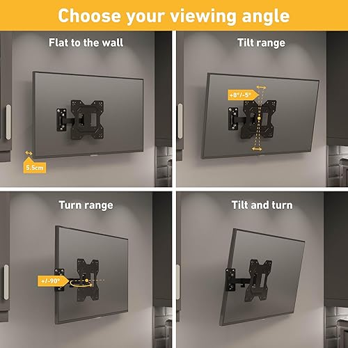 Miniatura 3 de D-Line Soporte de pared para televisores de 23 a 50 pulgadas, inclinación, giro y extensión, VESA 3.937 x 3.937 in - 7.874 x 7.874 in, soporta hasta