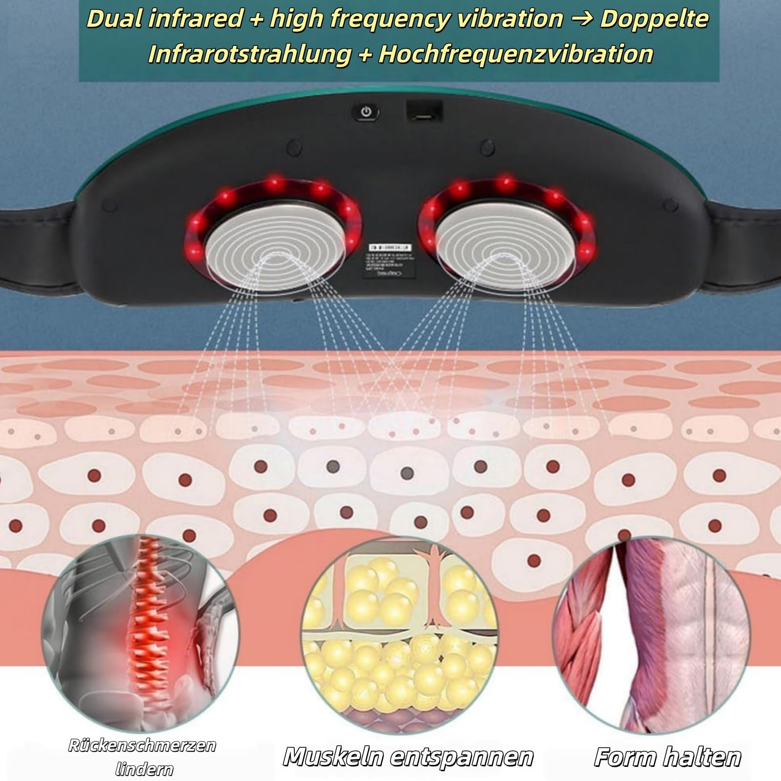 SlimKern Bauch Lipo Fettverbrenner-Elektrischer Kabelloser EMS-Gürtel mit Wärmetherapie Zweistufiger Vibrationsmassage Bauchweggürtel Bauchmuskeltrainer für Damen Ideal für Zuhause,Büro Reisen