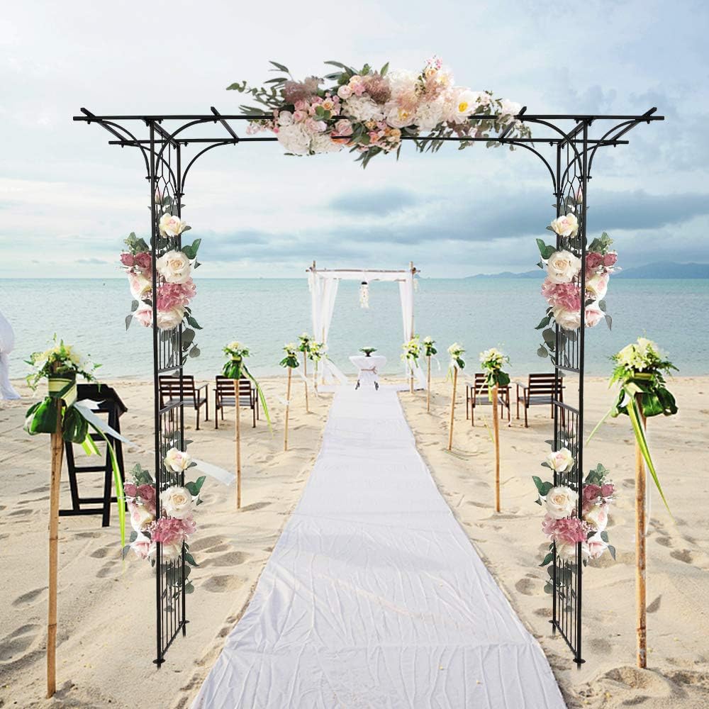 Garden Arbor, 7FT Arch Archway for Wedding Ceremony Party, Steel Garden Trellis for Plant Climbing, Christmas Decorations Pergola for Backyard, Lawn