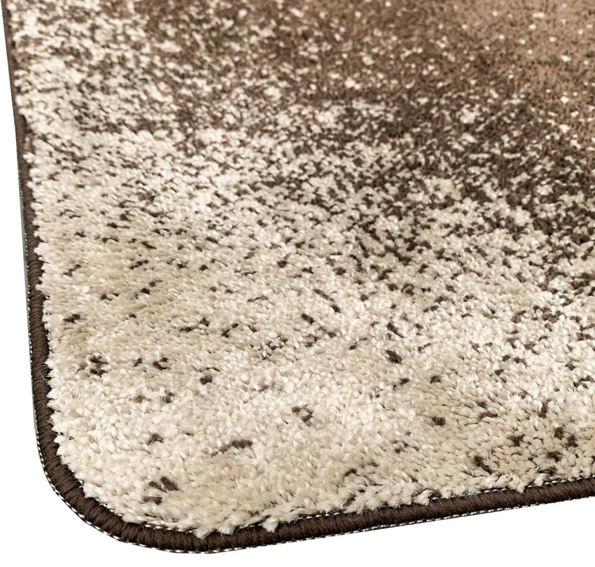 emmevi Tappeto Bagno Set 3 Pezzi Parure Morbido Girowater Assorbente Shaggy Retro Antiscivolo Marrone