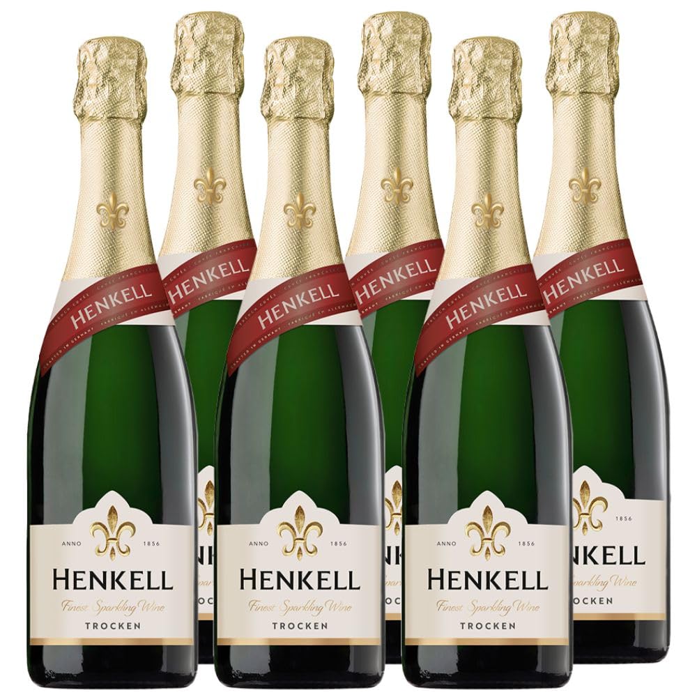 Henkell Trocken Deutscher Premium Sekt (6x0,75l) Trockener Schaumwein aus vier erlesenen Grundweinen - darunter Chardonnay - Feinperlig, fruchtig frisch, vegan