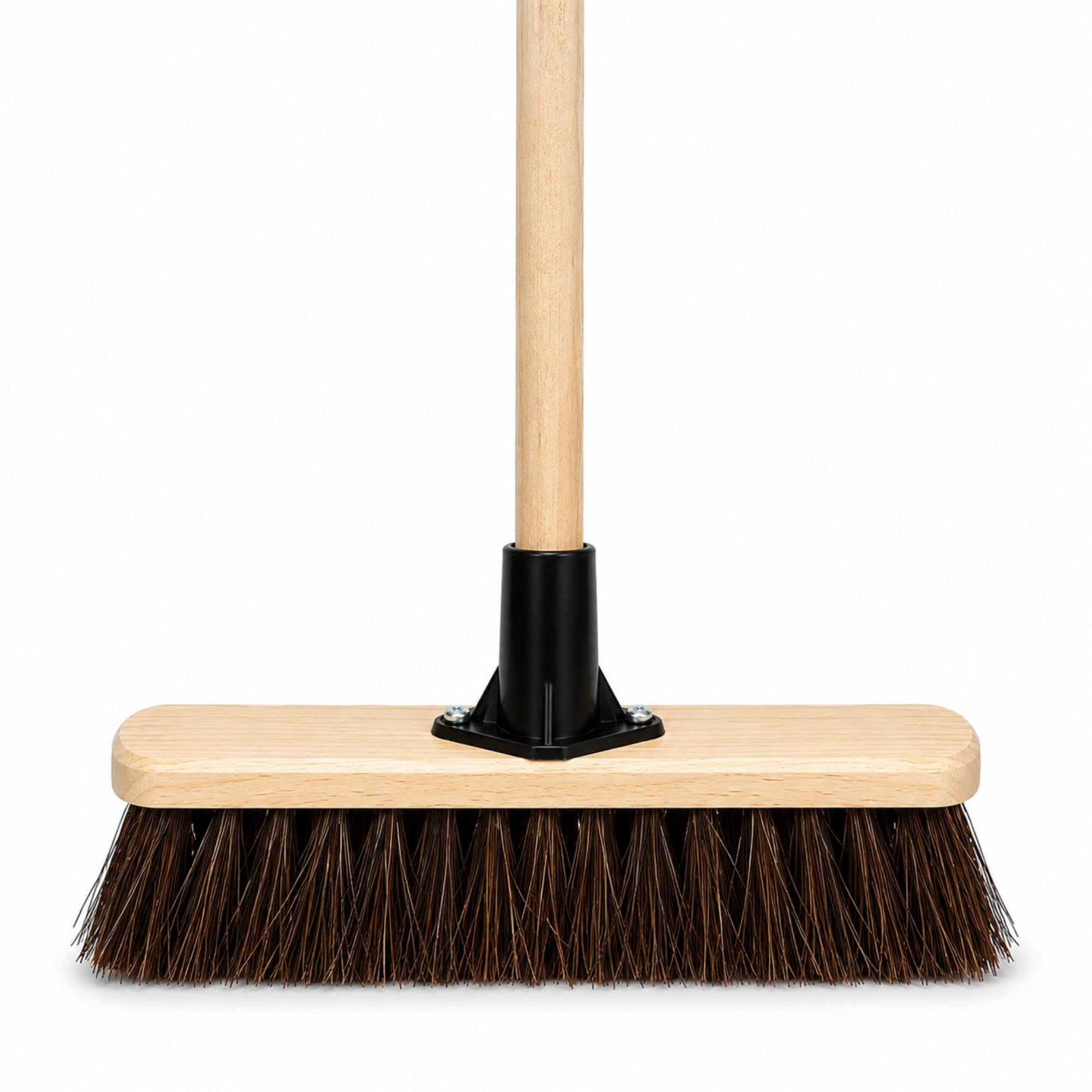 30cm Yard Brush Heavy Duty Garden Broom Bassine Bristle 120cm Handle