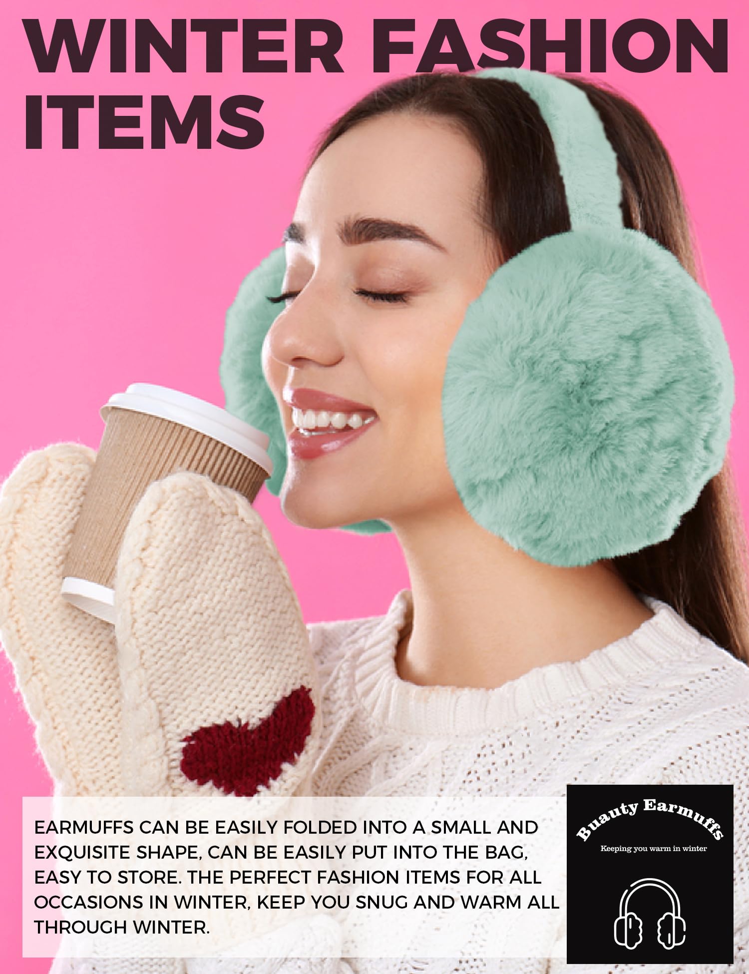 Buauty Ear Muffs Winter Women Men Soft Earmuffs Cute Ear Covers Cold Weather Fluffy Ear Warmers Headband Winter Accessories