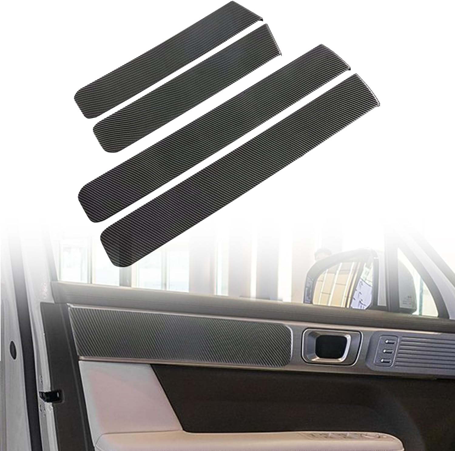 for Hyundai Santa Fe 2023-2025 ABS Carbon Fiber Inner Door Panel Trim 4pcs Car Accessories