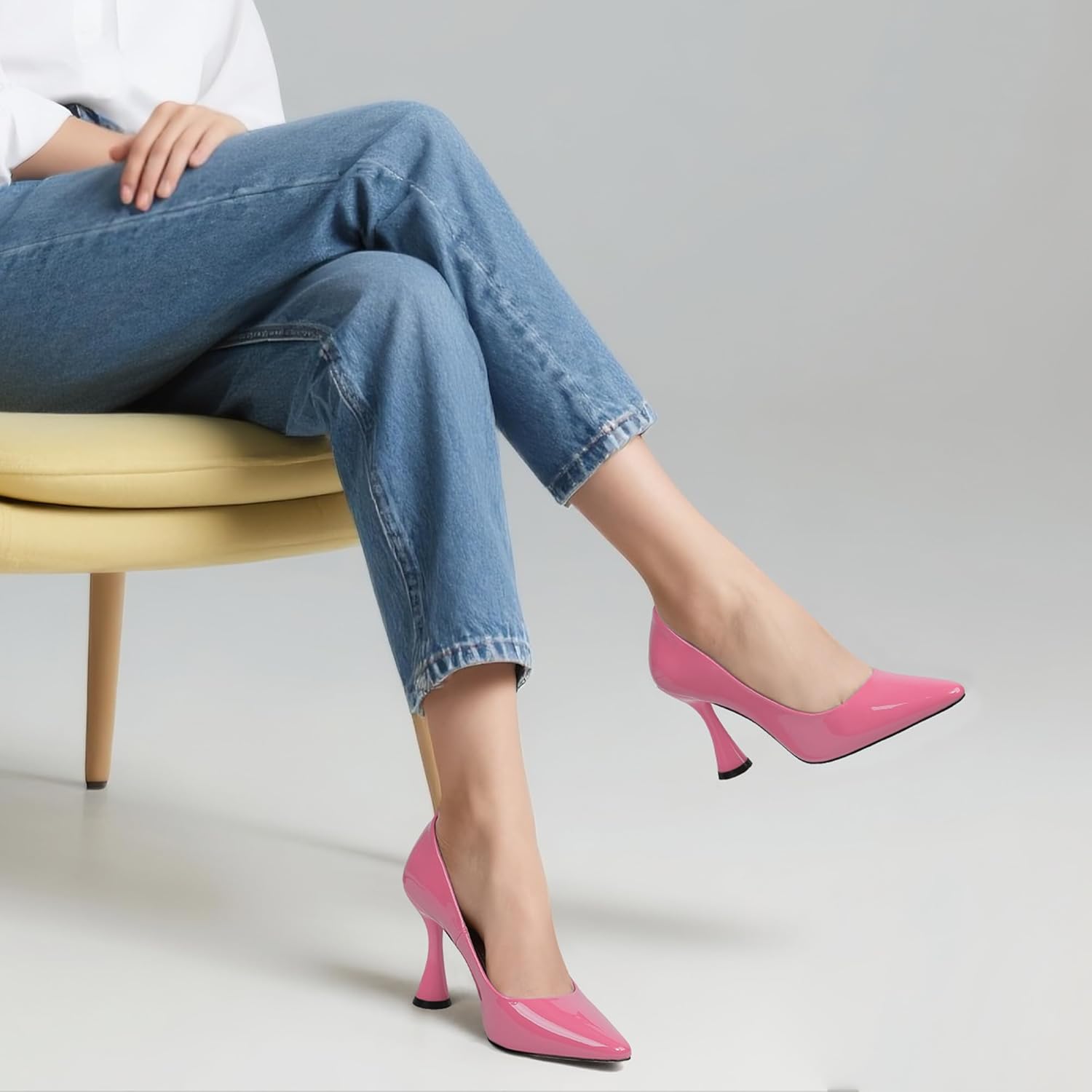 SHOWFOREST Women's Pumps High Heel Square Toe Slip on Work Heels for Women Business Office Party Dress Pumps Shoes with 3.5 Inch Chunky Heel - Image 2