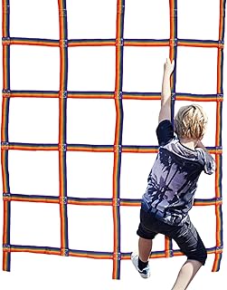 Indoor Climbing Net, Portable Cargo Net, Cargo Webbing Net, High Strength Rope Ladder, Climbing Net for Obstacle Course with Ground Anchoring, Climbing Net for Jungle, Gym, Kids