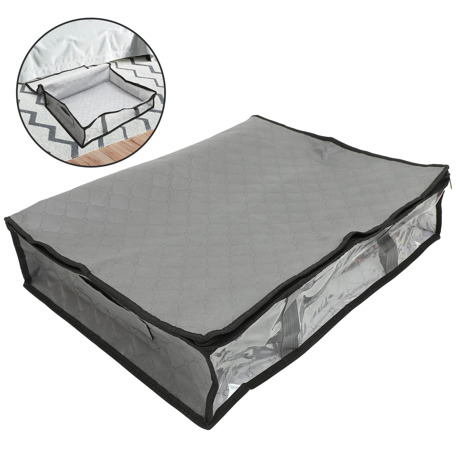 Levemolo Grande Borsa Portaoggetti Sotto Letto con Cerniera Contenitore Pieghevole Traspirante per Trapunte Coperte e Abbigliamento Organizer Salvaspazio con Finestra Trasparente per