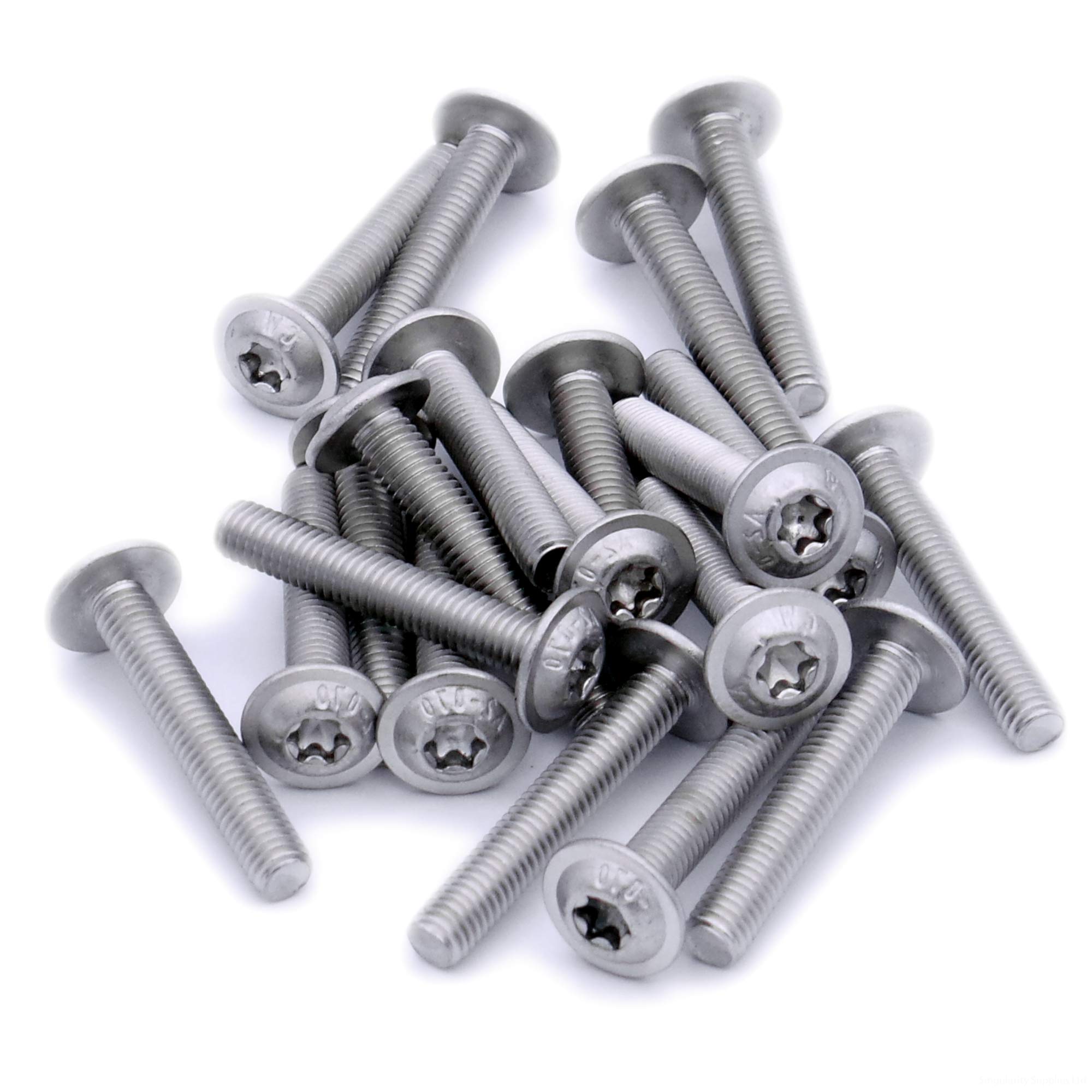 Singularity Supplies Silver M4 (4Mm X 14Mm) Flanged Tx Socket Button Machine Screw (Bolt) - Stainless Steel (A2) (Pack Of 20)