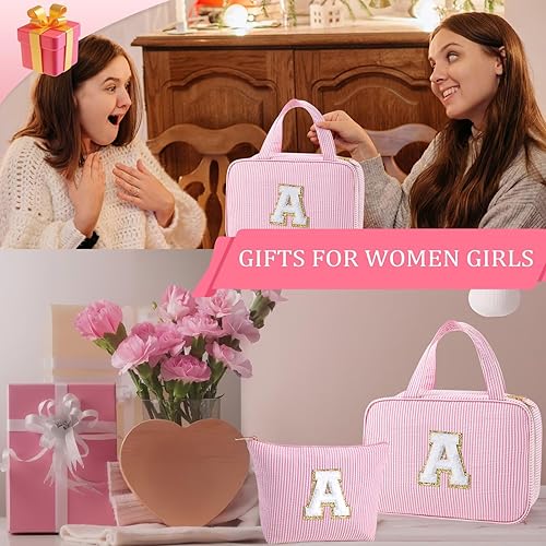 Miniatura 7 de YOOLIFE Neceser colgante para mujer, bolsa de aseo de viaje, bolsa de maquillaje con inicial, regalos de cumpleaños personalizados para mujeres y