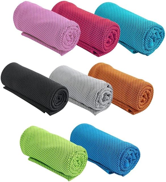 BSTCAR 8 Pack Cooling Towels 90x30 cm, Microfiber Towel Fast Drying Cool Cold Ice Towel for Yoga, Golf, Gym, Camping, Running, Workout & More Activities