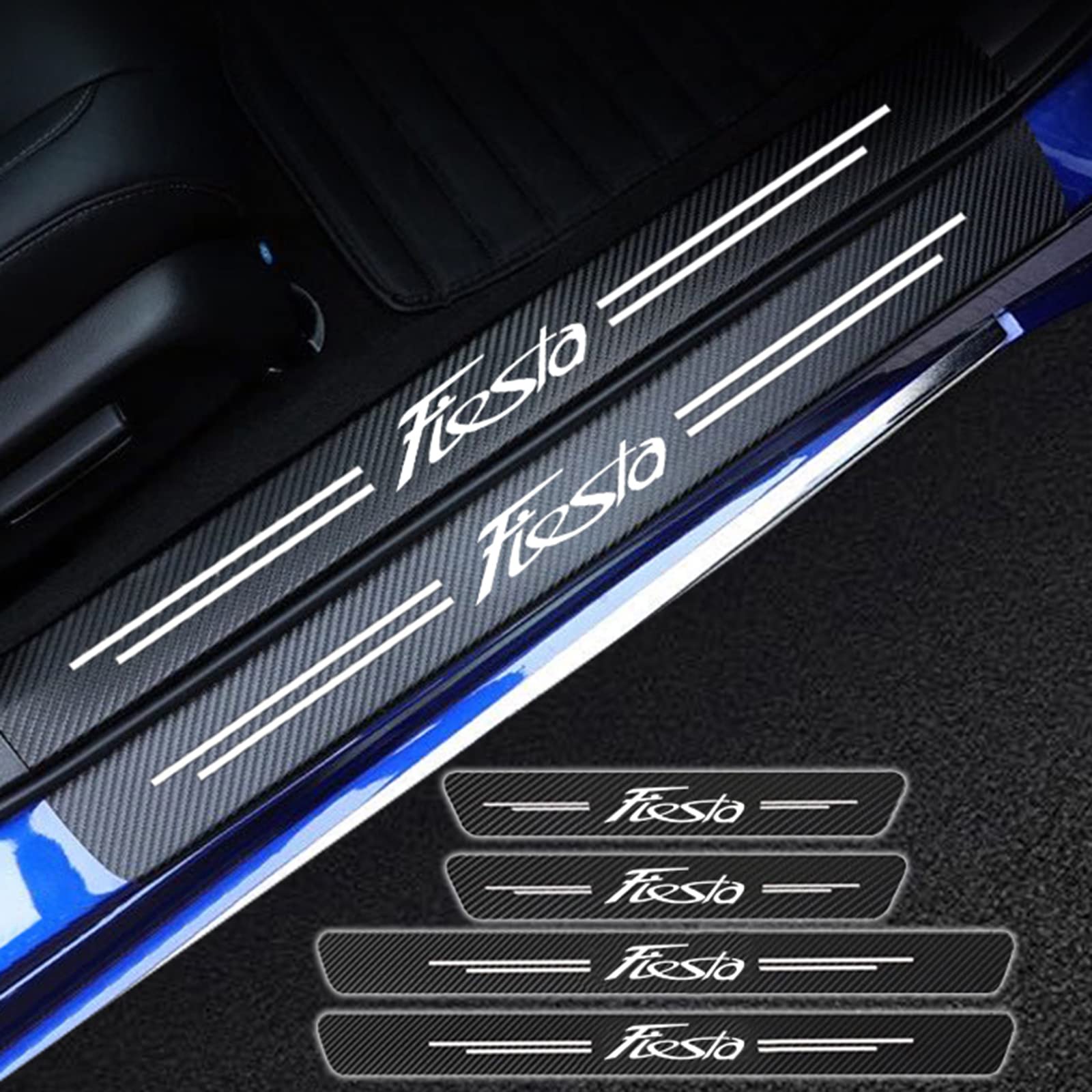 4 Piezas Pegatina Para Umbral De Coche Para Fo-rd Fiesta Focus