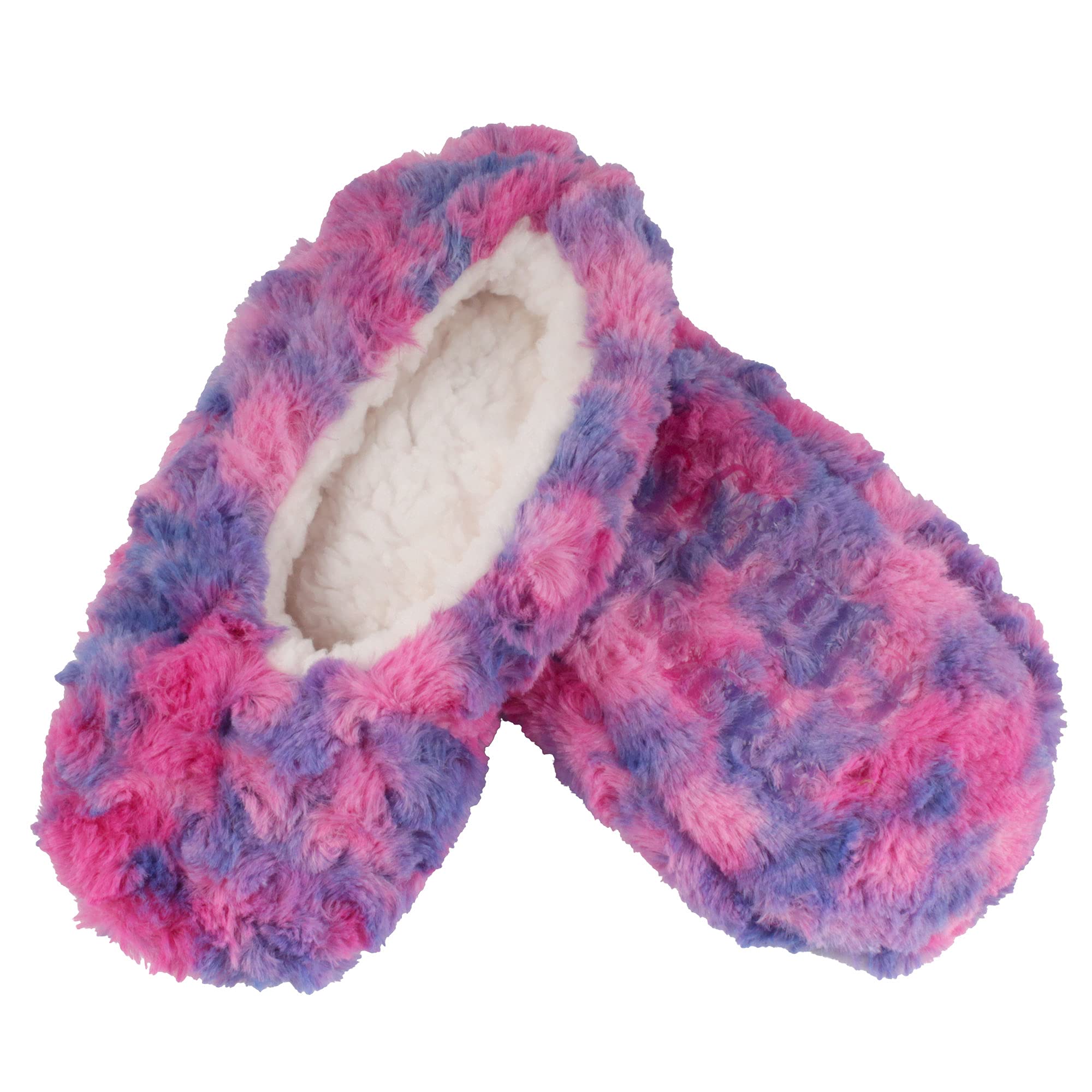 BambooMN Women's Fuzzy Patterned Non-Slip Lined Slippers, Home &amp; Travel
