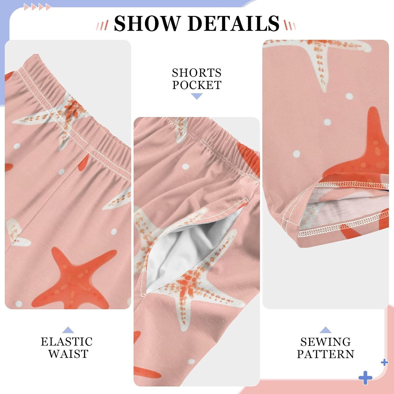 Starfish Pink Super Soft Pajama Lounge Pants Sleepwear Long Pajama Bottoms with Elastic Waist Pockets for Christmas