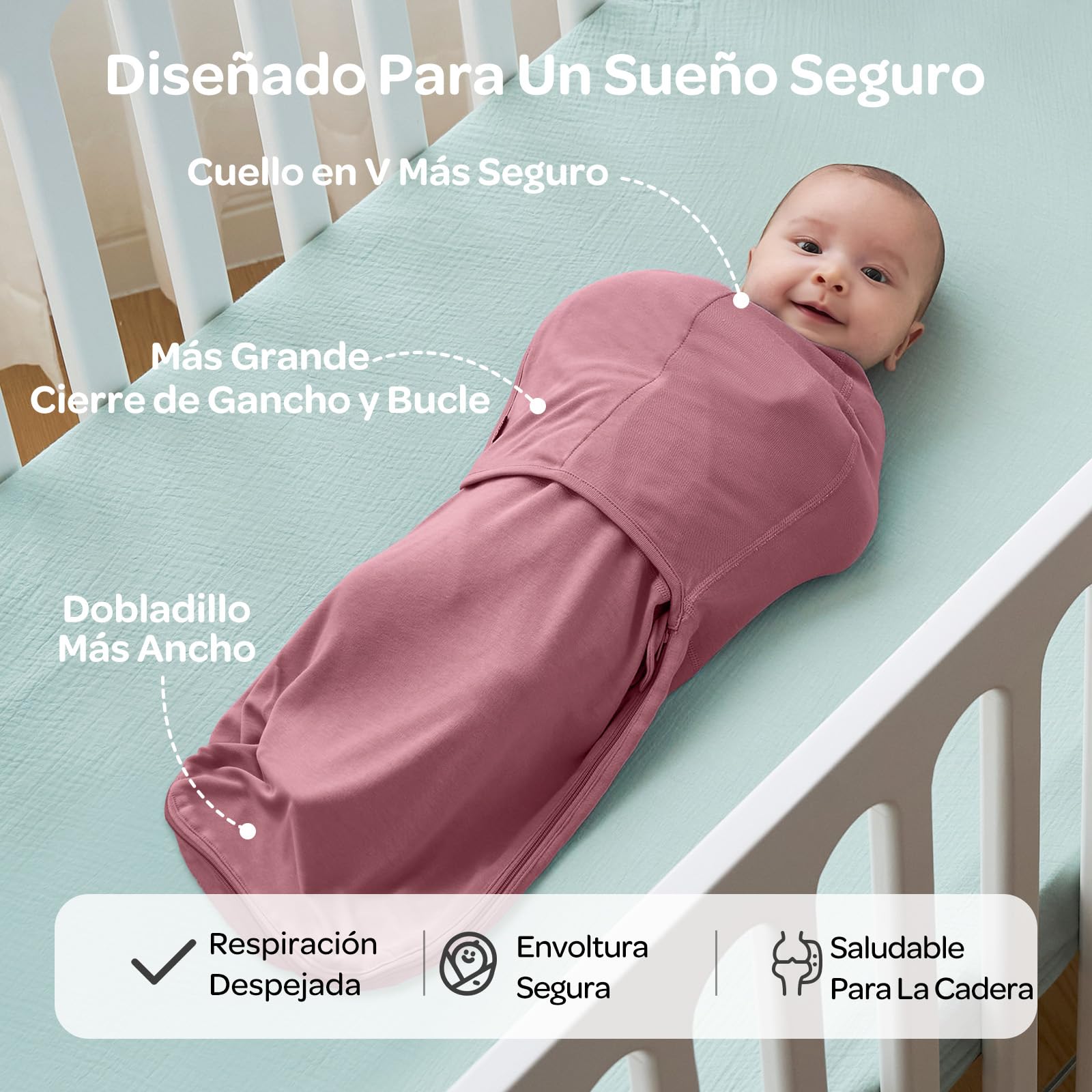 momcozy Saco para bebé de 0 a 3 Meses, Cierre silencioso, para Padres recién Nacidos, Reduce el Reflejo de Miedo, indispensable para recién Nacidos de 0 a 3 Meses, Paquete de 2 — view 8