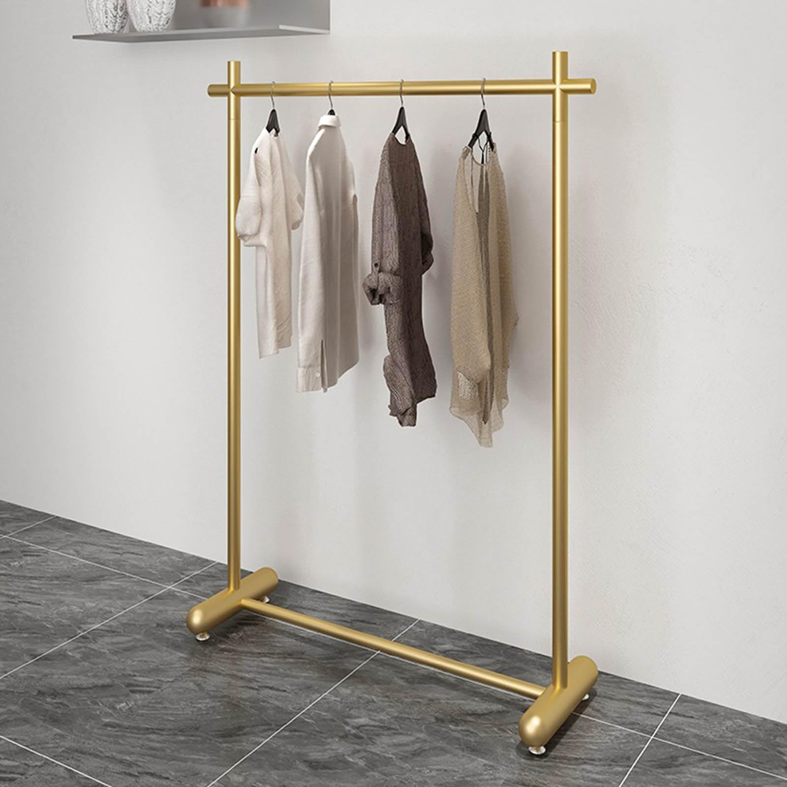 Espositore in metallo resistente, appendiabiti da pavimento per boutique, scaffali commerciali per biancheria, camera da letto o balcone