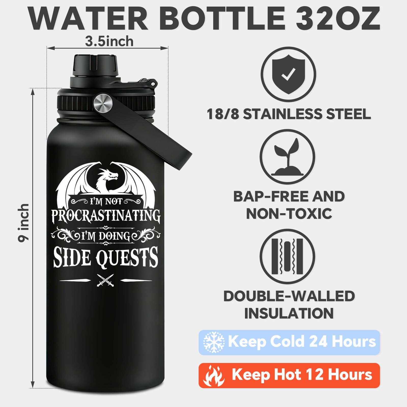 Fufandi Dnd Gifts for Men, Dungeon Master Mug - Dungeons and Dragons Gifts, Gamer Gift, Gaming Mug - D&D Lovers Gamer Gift - Dnd Water Bottle 32oz