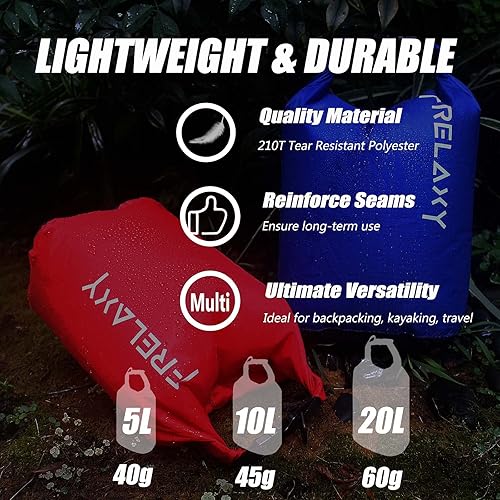 Vista 5 de Frelaxy Bolsa seca de 3 unidades/5 unidades, saco seco ultraligero, bolsas para exteriores que mantienen el equipo seco para senderismo, mochileros