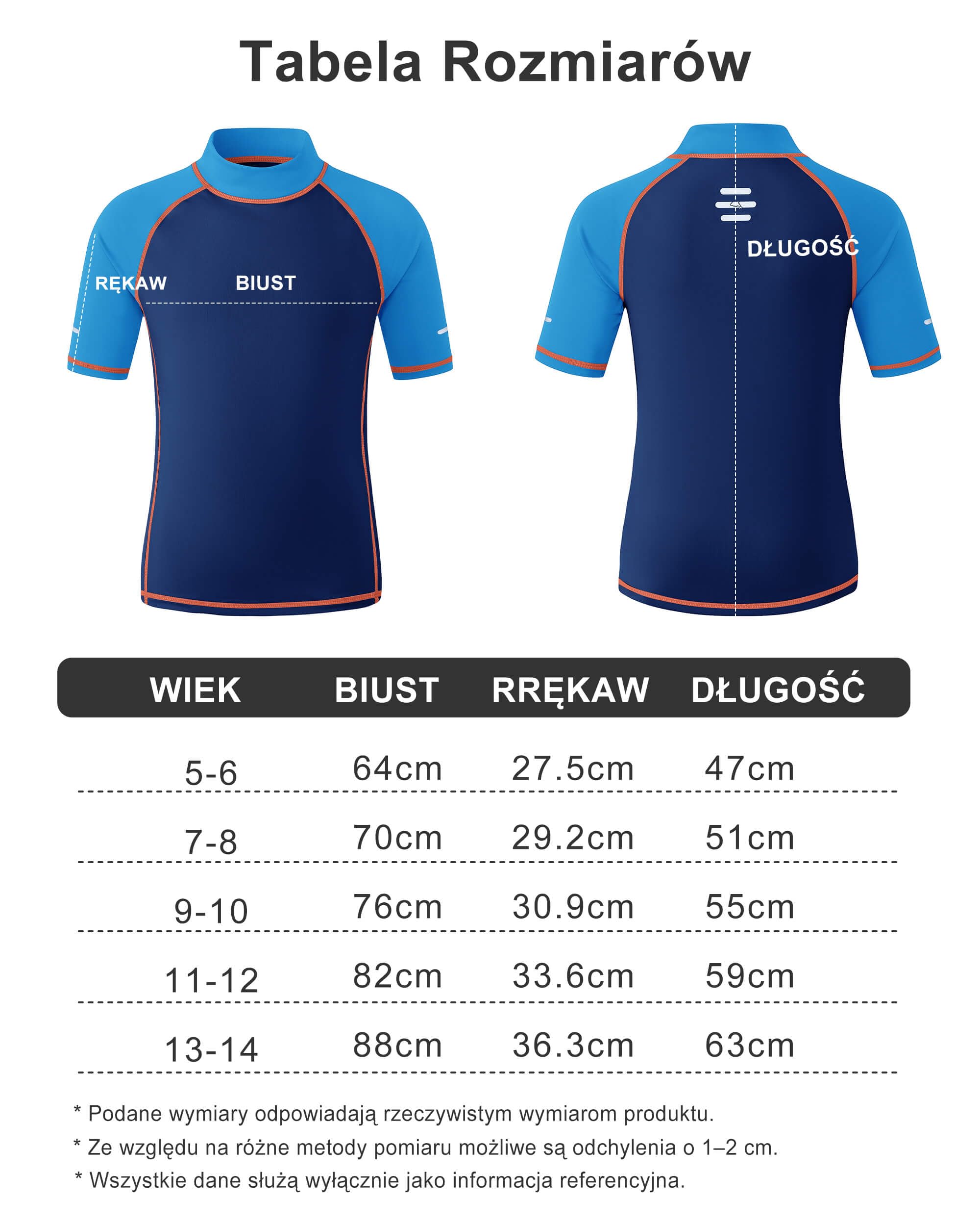 Koszulka Do Pływania dla Dzieci z Krótkim Rękawem UPF 50+ Rash Guard z Odblaskowymi Paskami, Szybkoschnąca, Ochrona UV dla Chłopców i Dziewczynek, Rozmiary 5–15 Lat