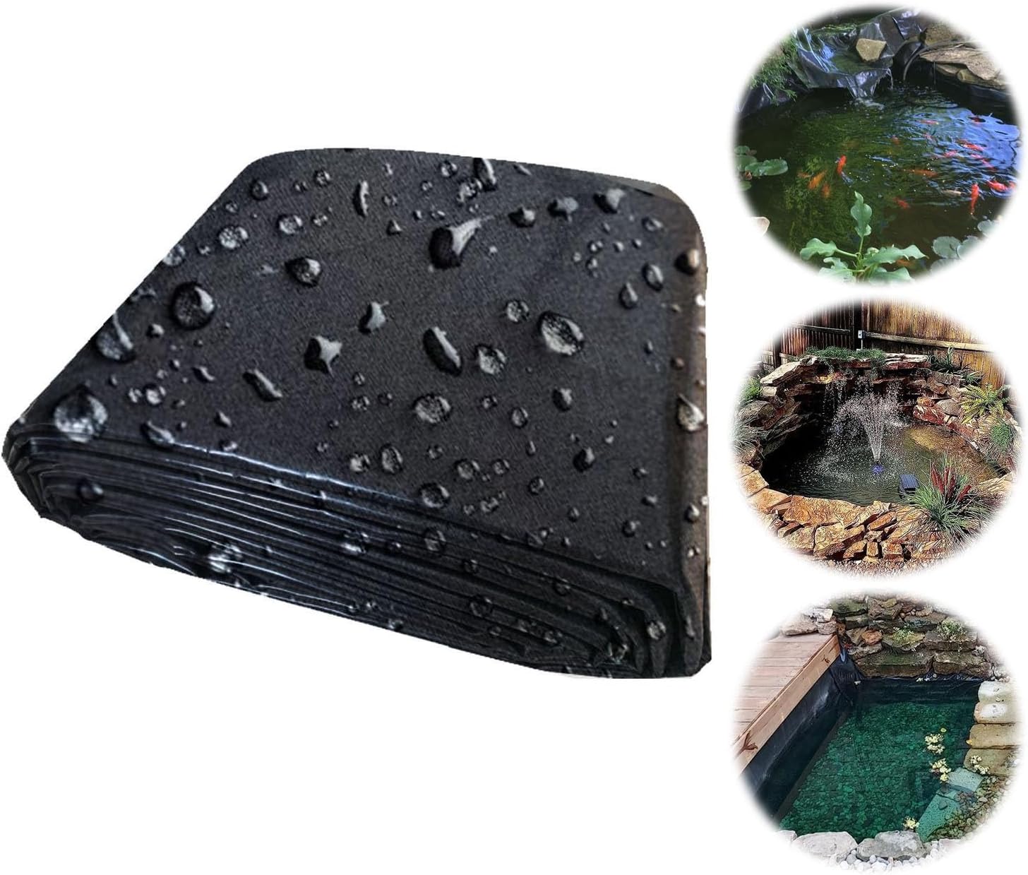 Heavy-Duty 3x7m Pond Liner - 0.12mm Flexible Waterproof Membrane for Fish Ponds, Waterfalls, Streams, Fountains & Water Gardens - Black Rubber (4x8m/13x26ft