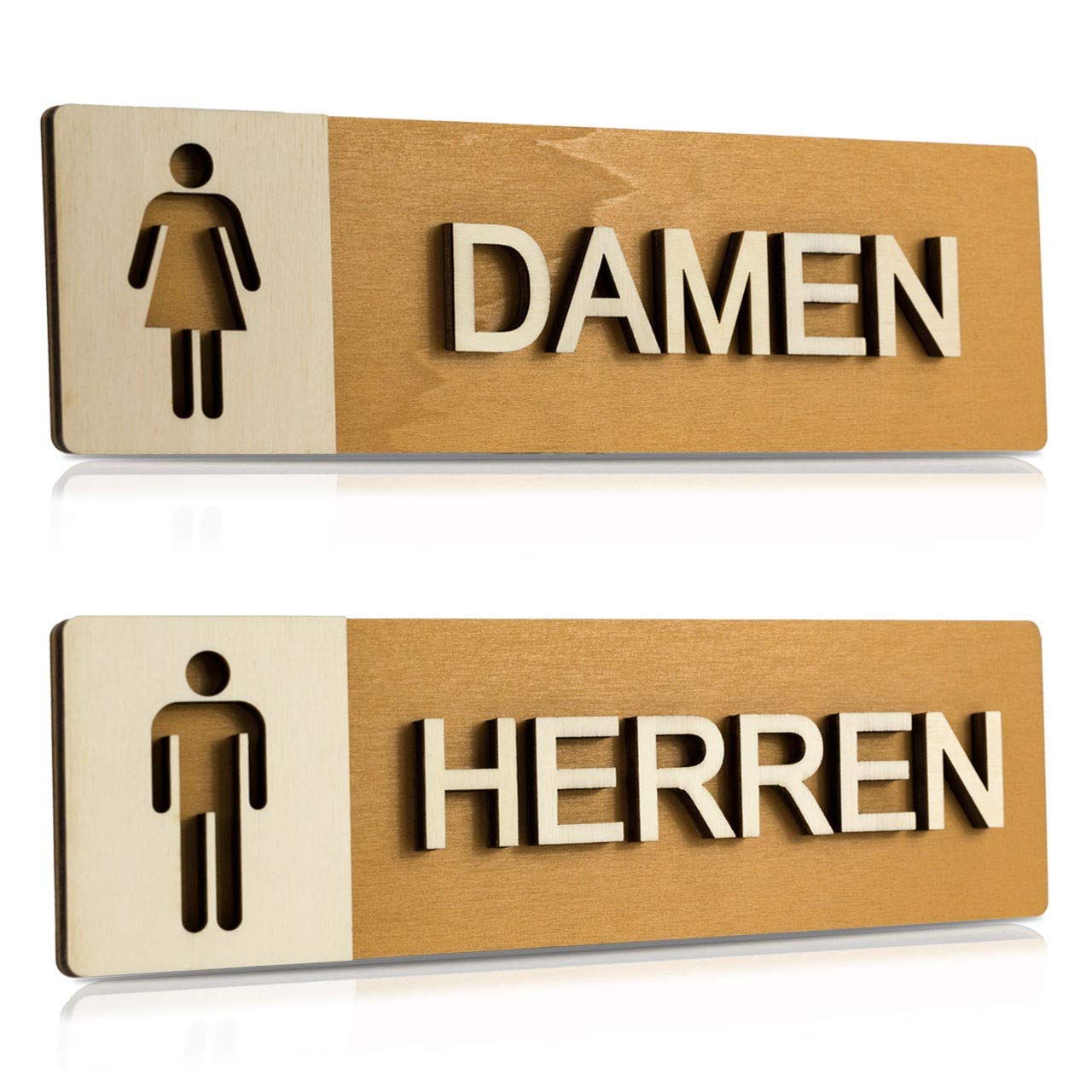 VSafety 71050AT-ACBRSH Toilettenschild 'Herren/Damen', 200x200 Mm, 3 Mm Gebürstetes Alu, Nach EN ISO 7010, Selbstklebend