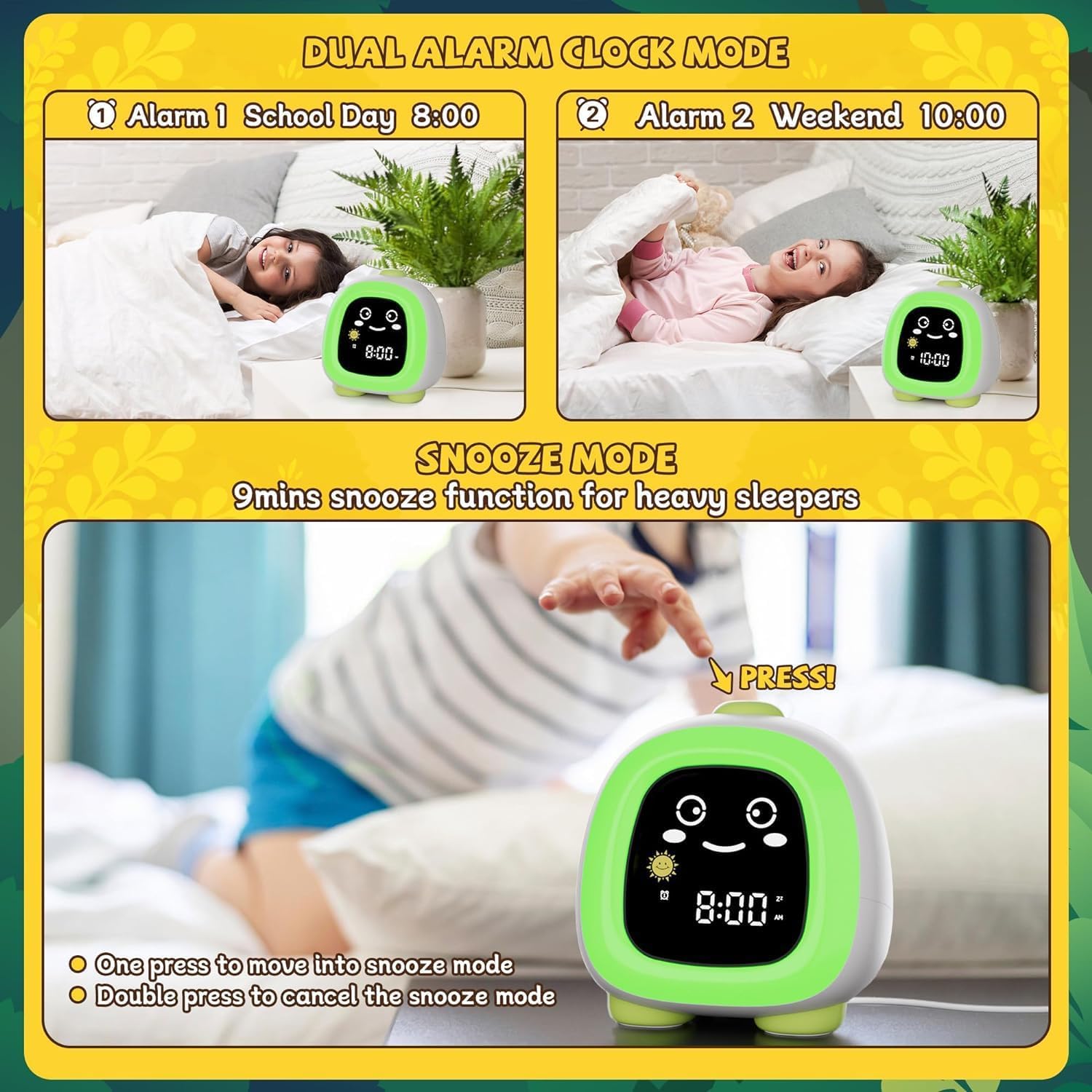 Réveil pour enfants OK pour enfants - Veilleuse et horloge de sommeil - Détection de la sieste - Décoration mignonne pour chambre - Idée cadeau